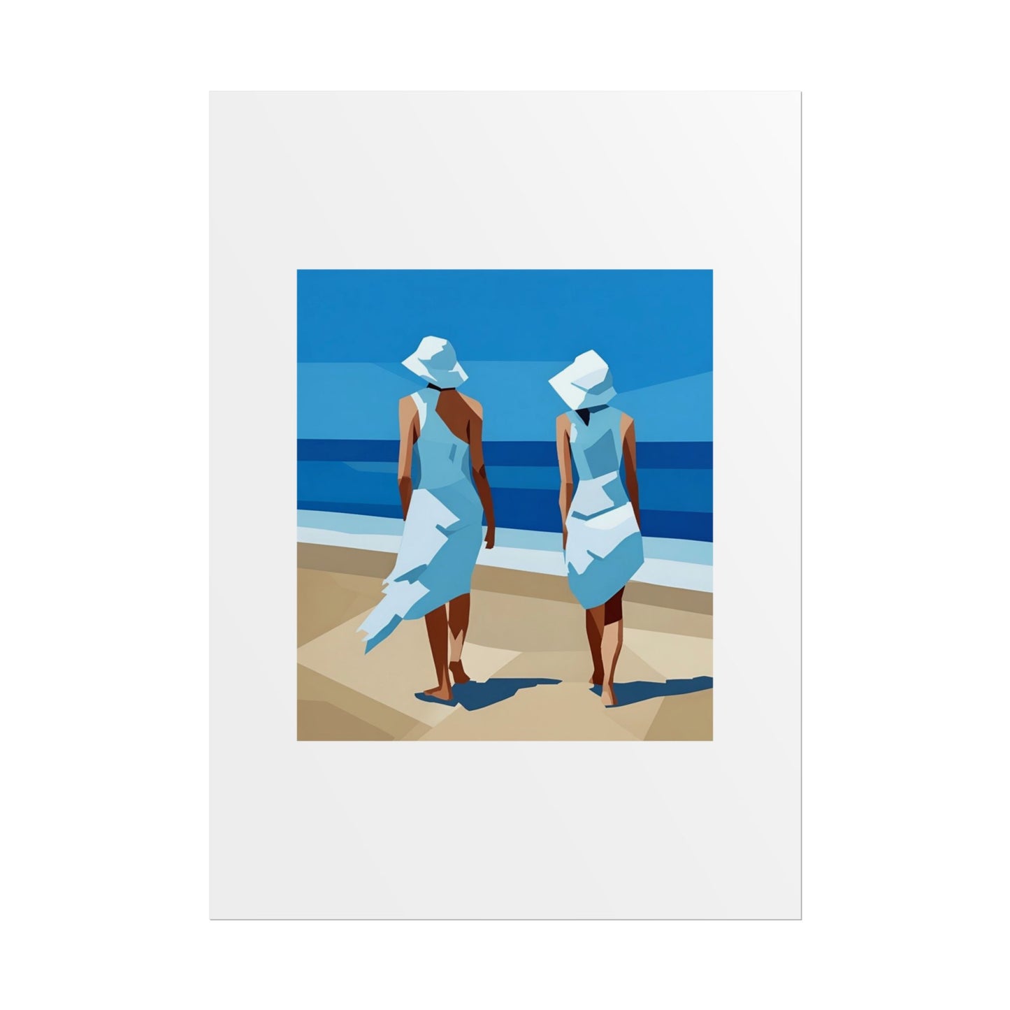 Beach Stroll Art Poster — Minimalist Coastal Print (Rolled Poster)