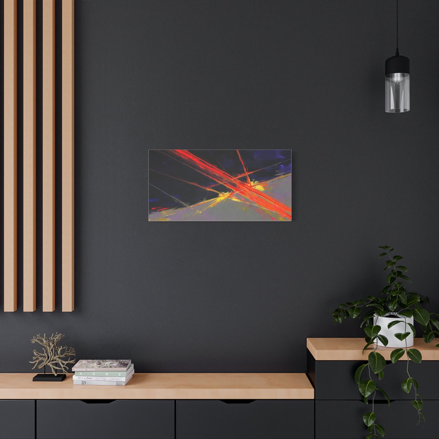 Abstract Red Streaks Matte Canvas Print — Modern Geometric Wall Art