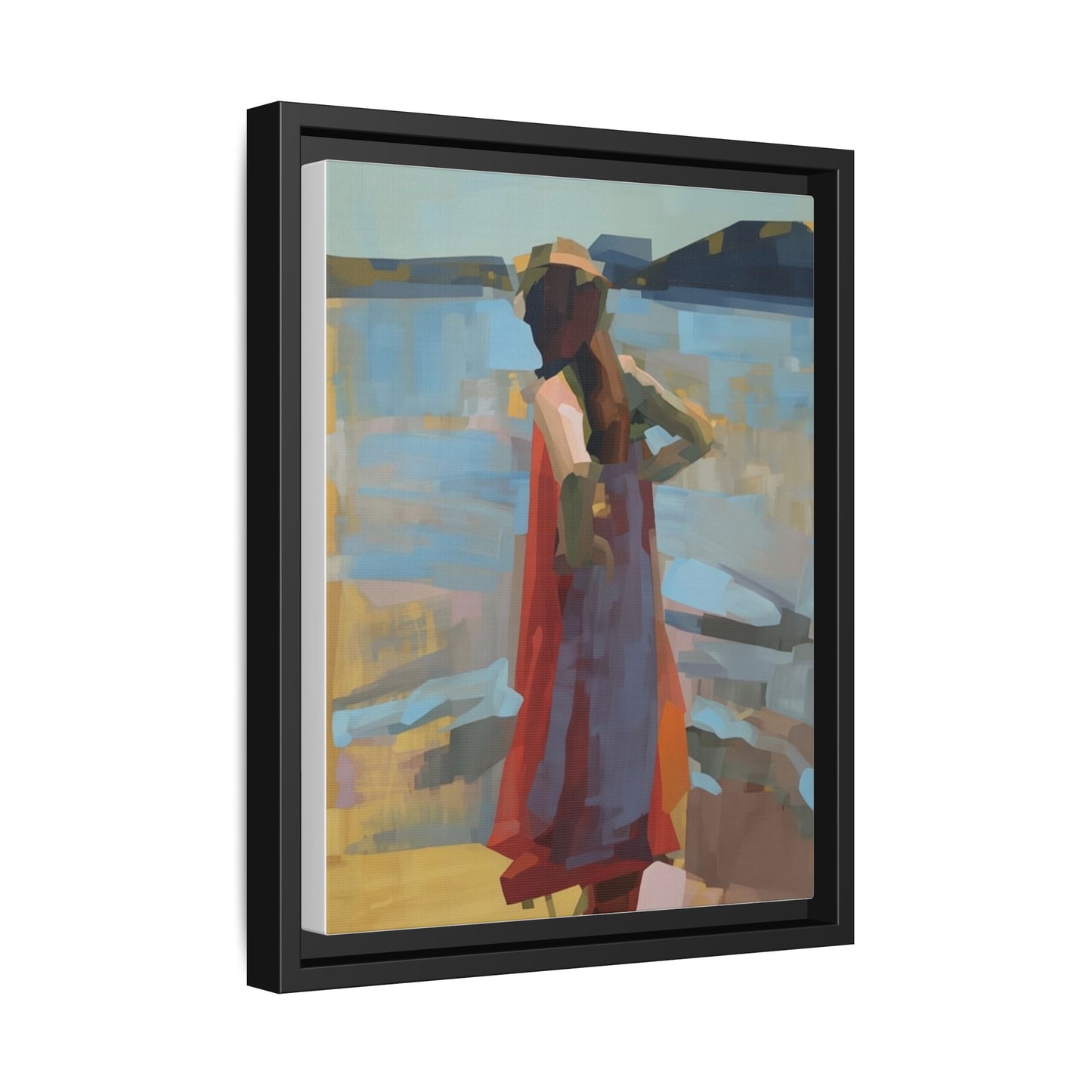 Framed Matte Canvas Print — Coastal Woman Abstract Art