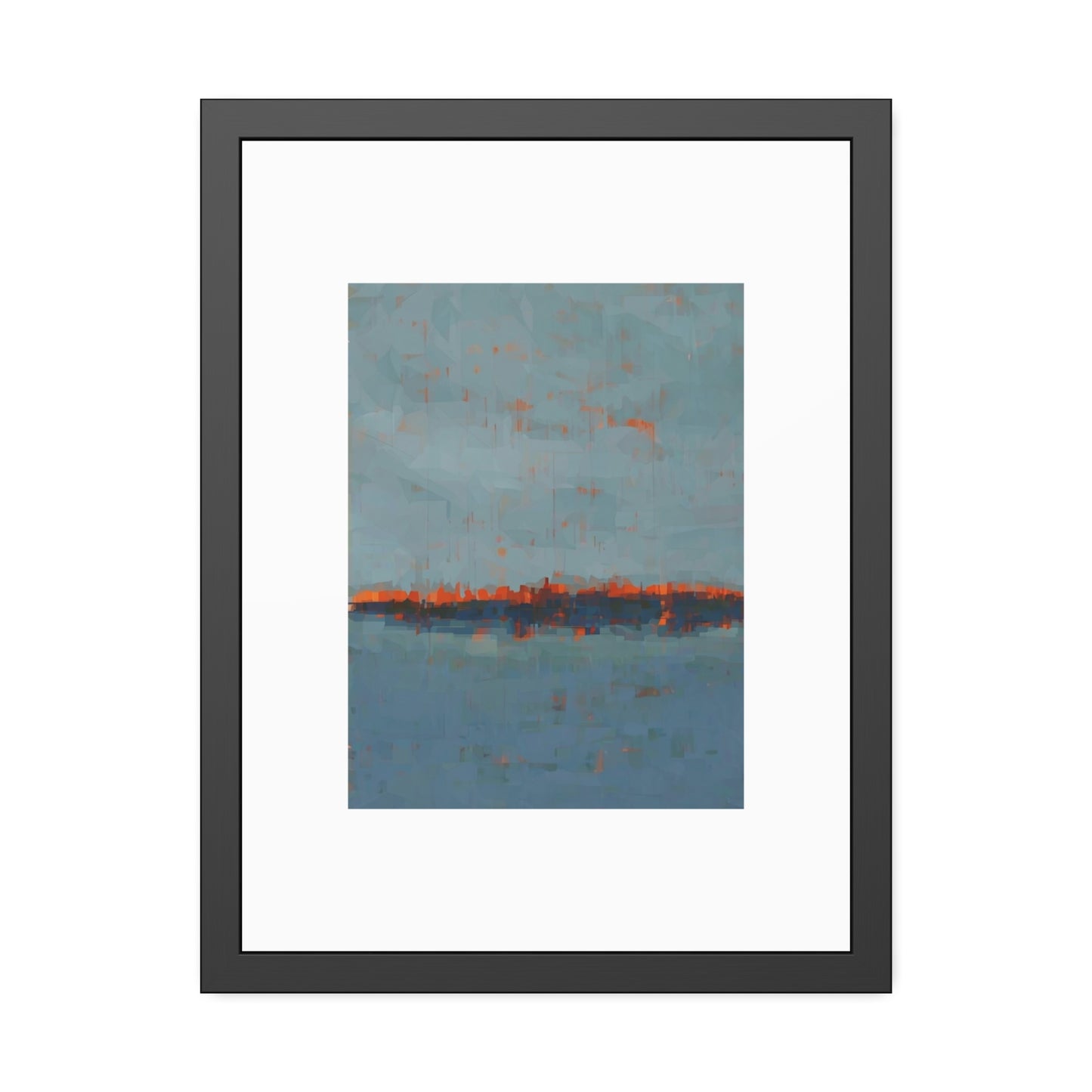 Abstract Seaside Framed Poster — Blue & Copper Minimalist Wall Art