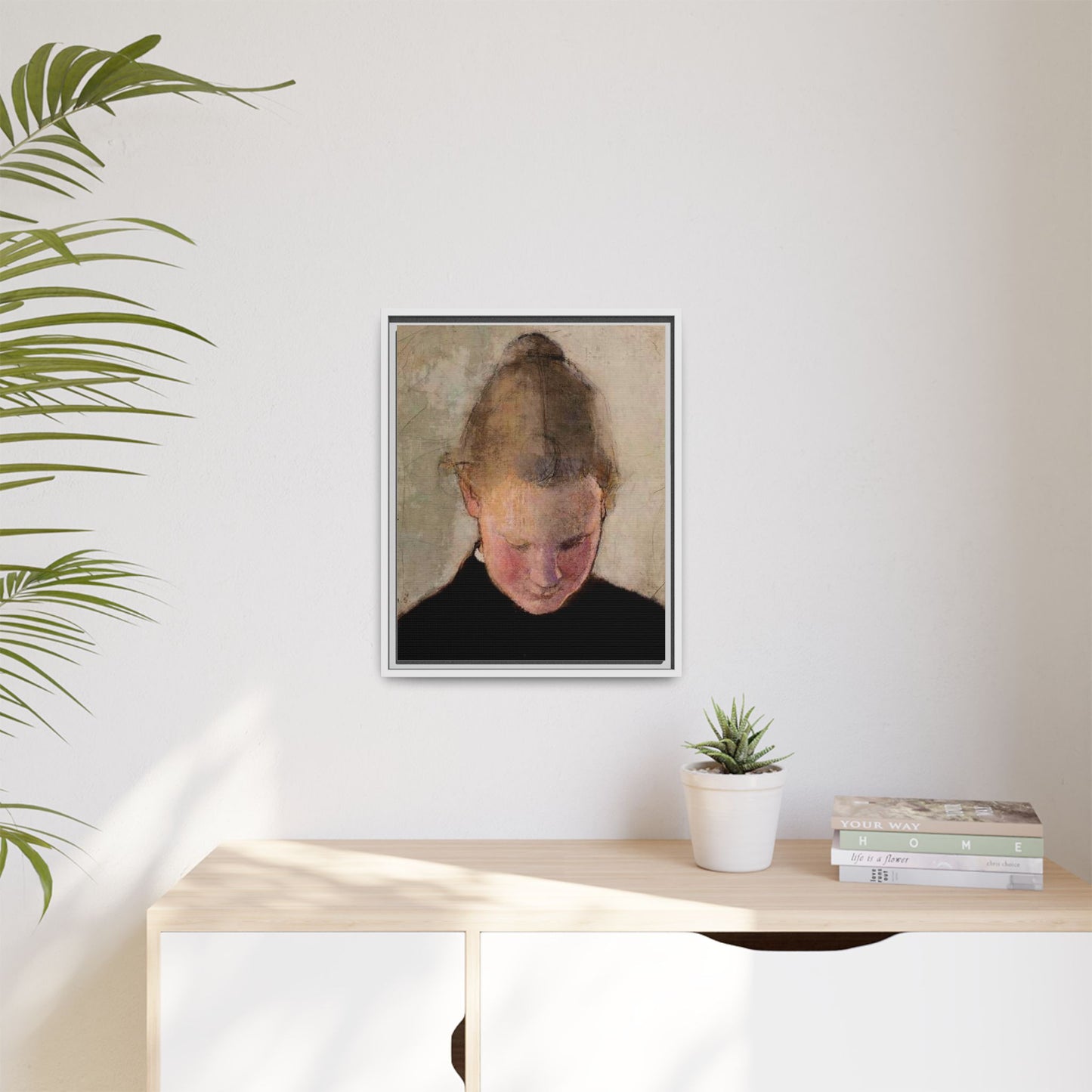 Lukeva tytto by Helena Schjerfbeck Framed Matte Canvas Art Print