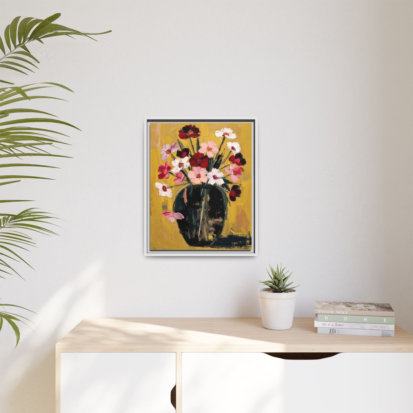 Framed Matte Canvas Floral Still Life Wall Art