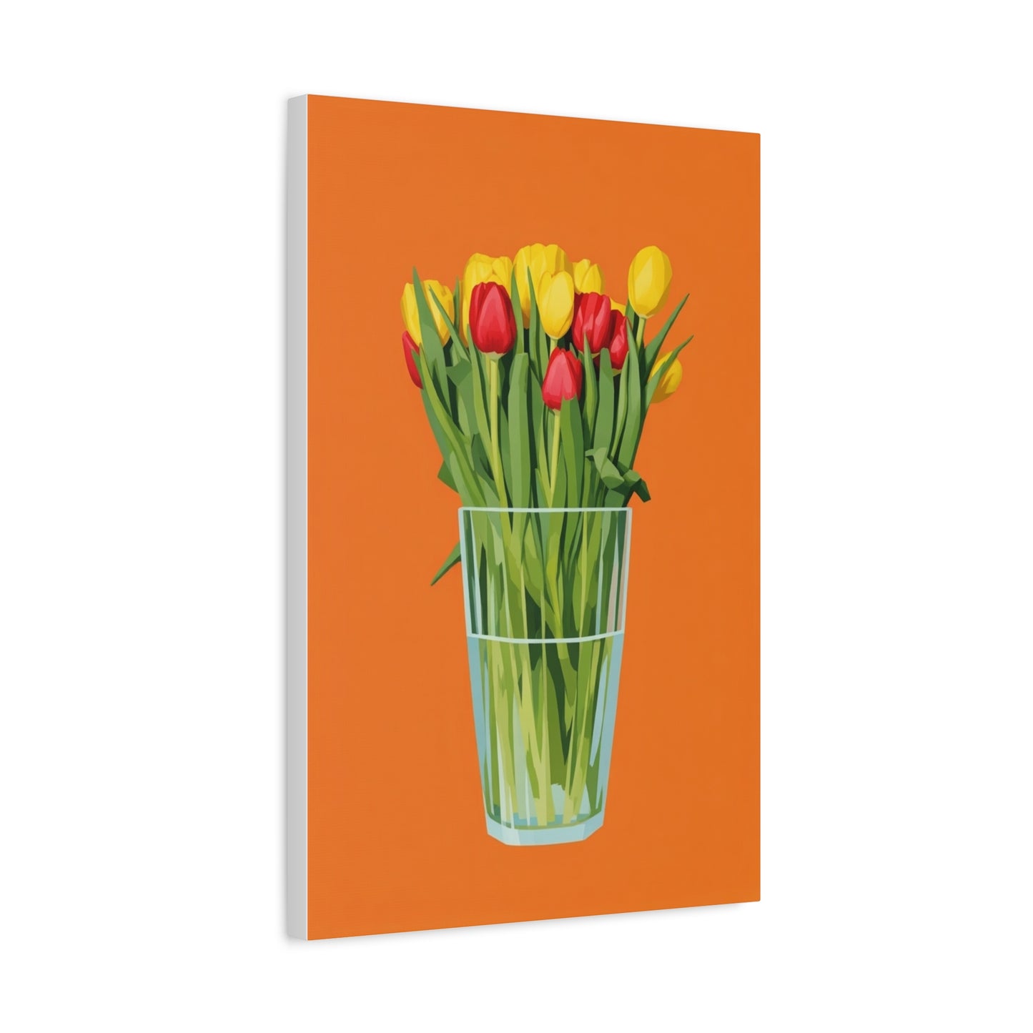 Tulip Bouquet Canvas Wall Art – Glass Vase on Orange