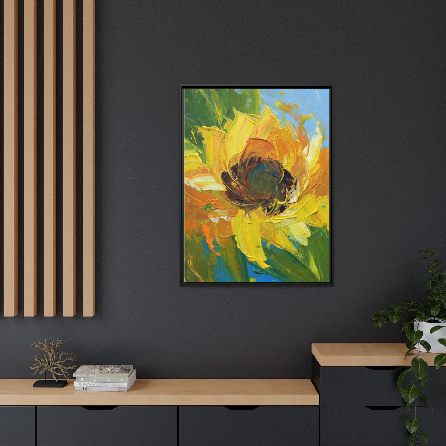 Framed Sunflower Abstract Matte Canvas Print