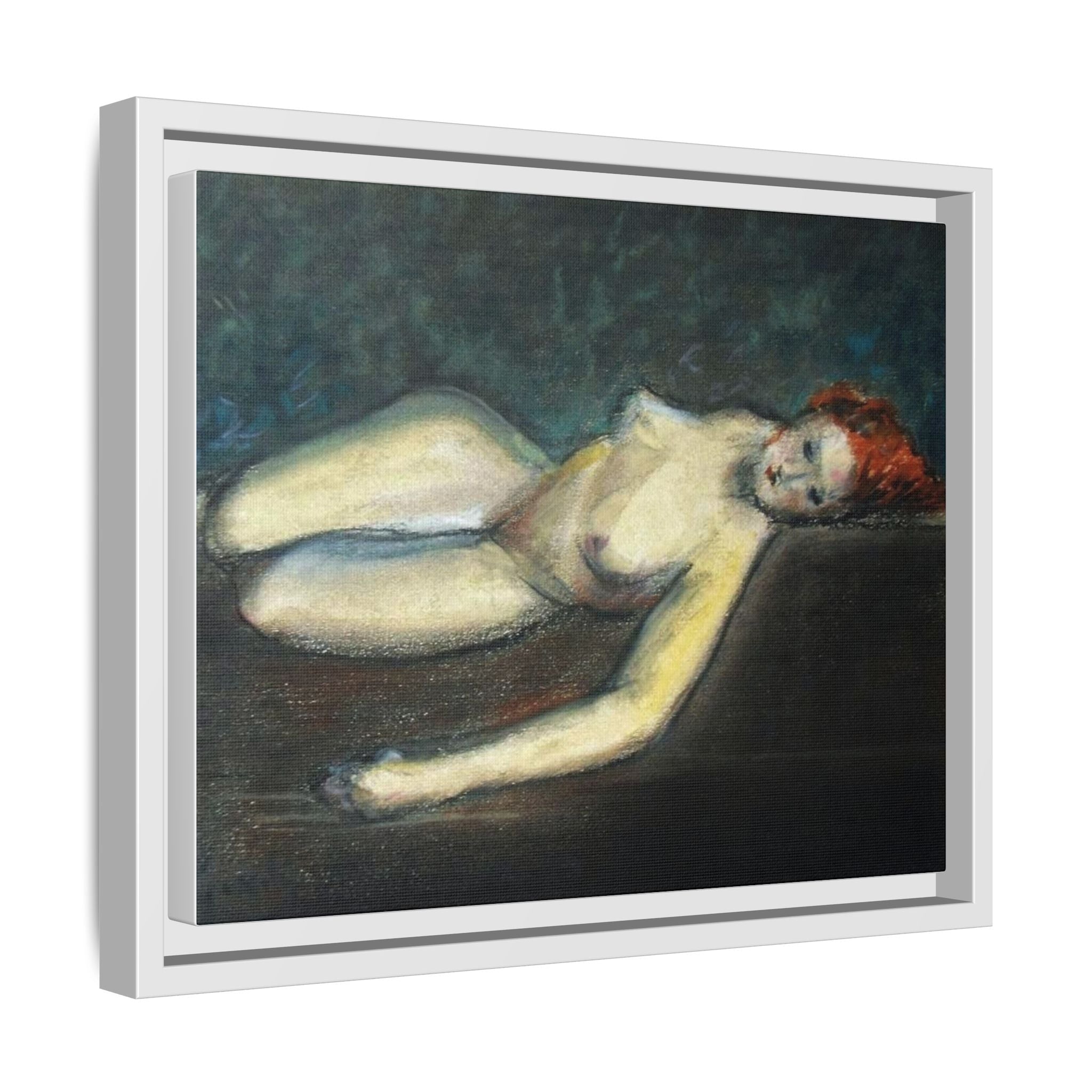 Lying nude by Paul Gosselin Framed Matte Canvas Wall Art Print