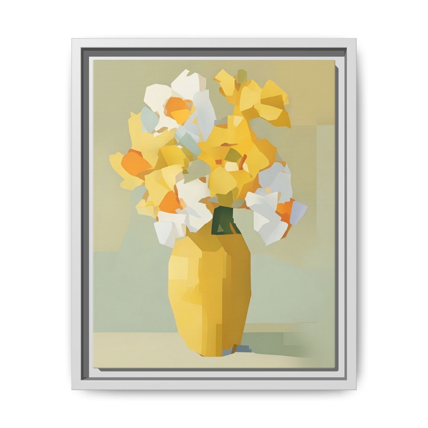 Framed Floral Canvas Print — Yellow Vase Bouquet Wall Art