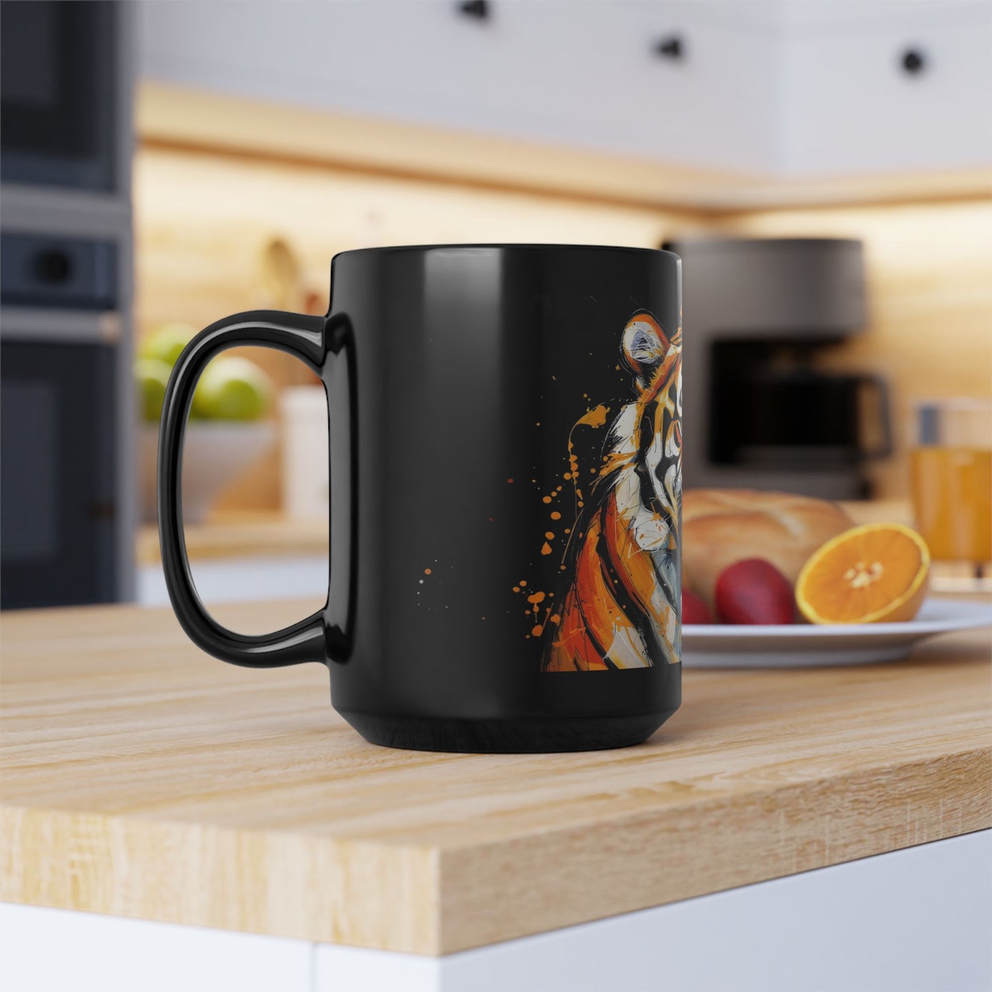 Roaring Tiger Black Mug — Bold Ceramic Coffee Cup (11oz/15oz)