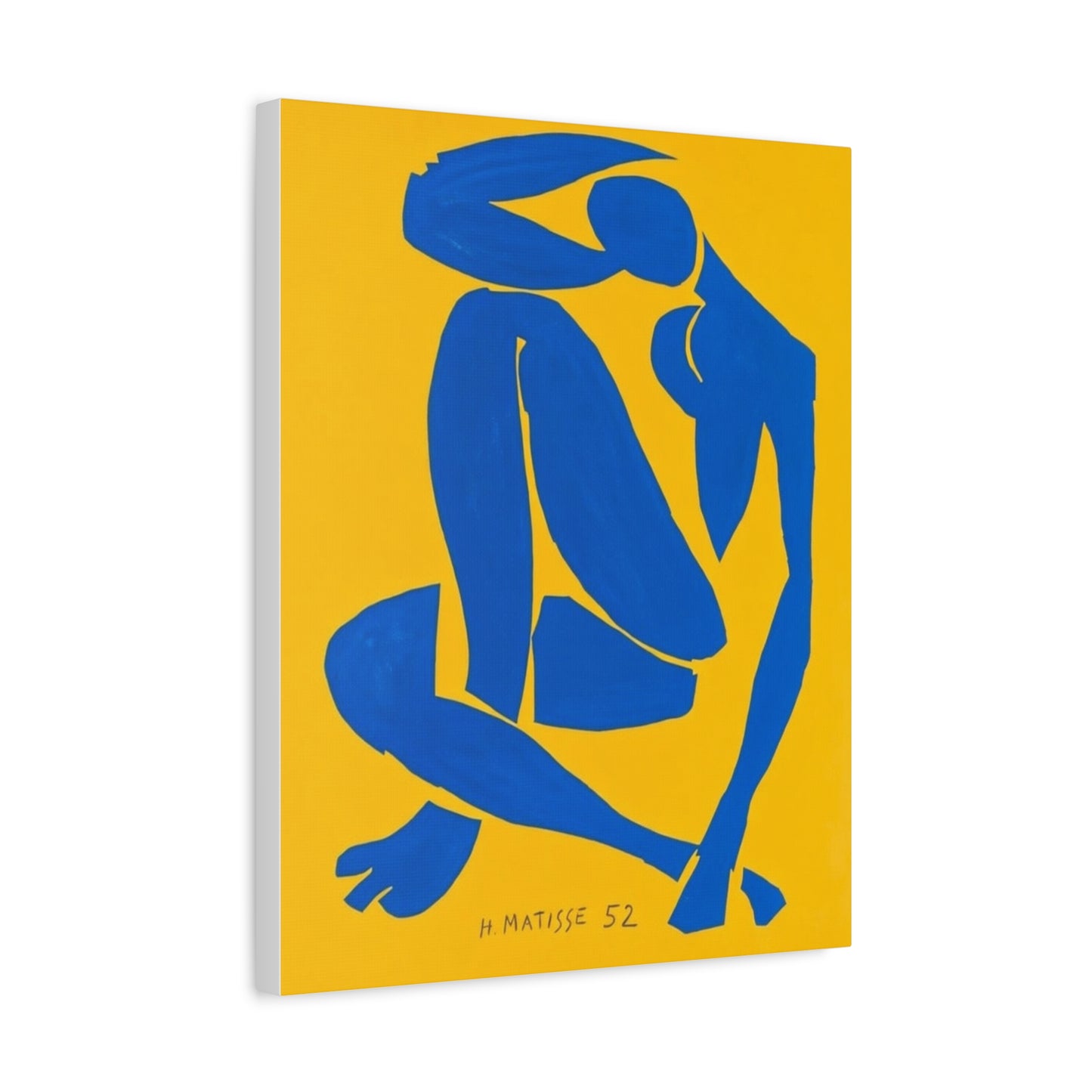 Blue Matisse Nude Silhouette Matte Canvas Print — Modern Yellow Wall Art