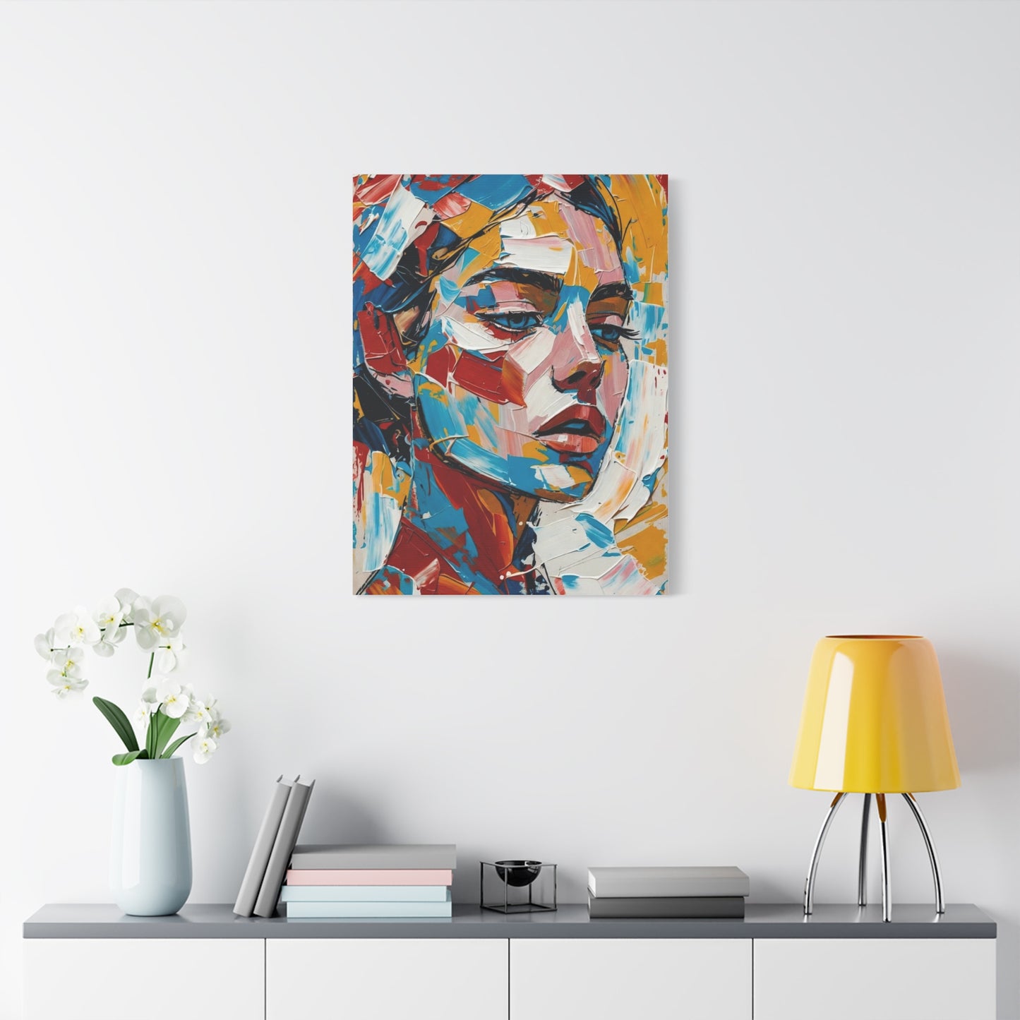 Abstract Colorful Portrait Matte Canvas Print — Modern Stretched Wall Art