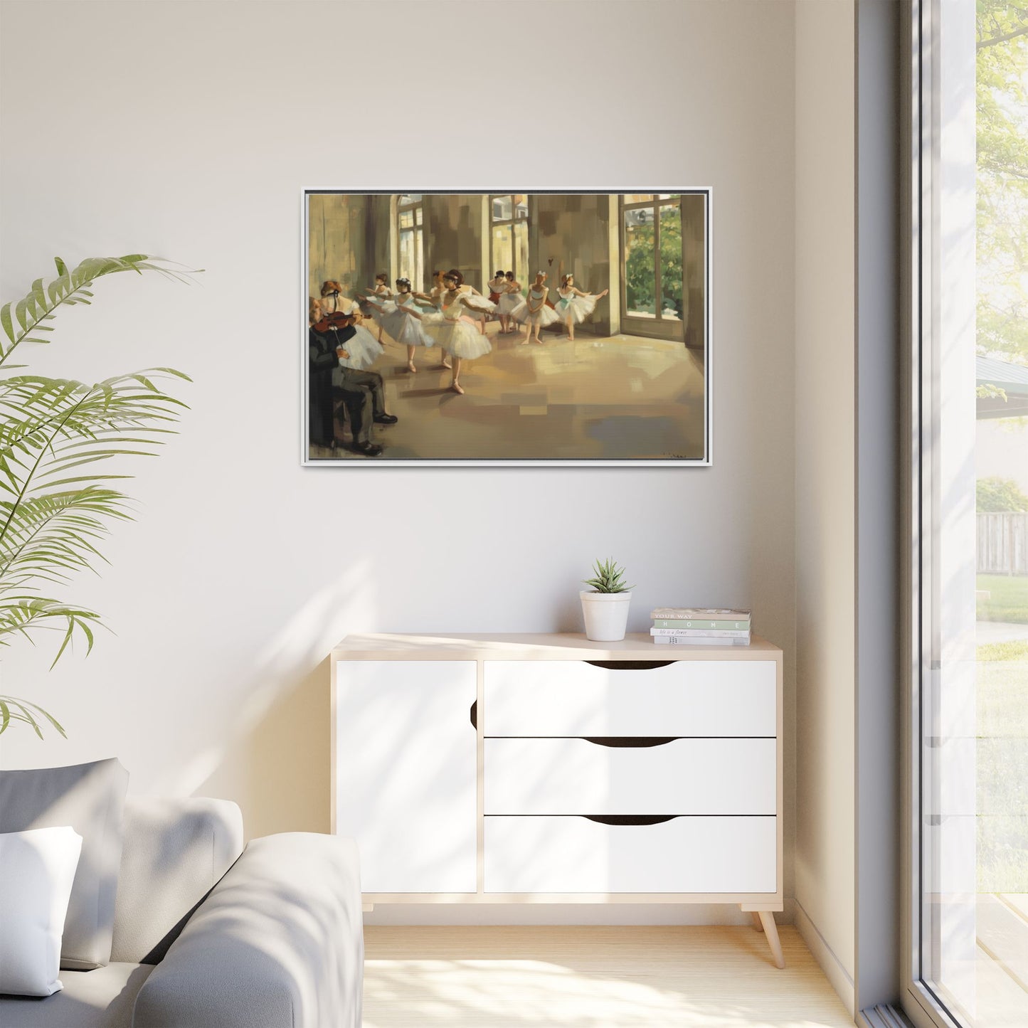 Framed Matte Canvas Print — Ballet Class Scene (Impressionist Dancers)