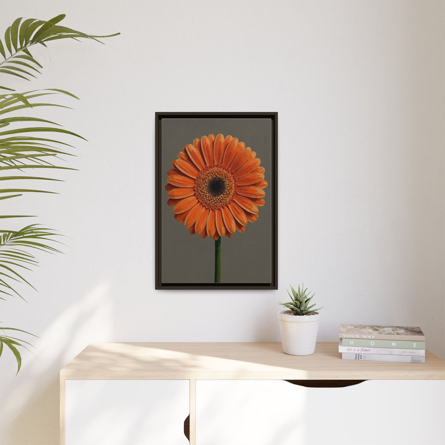 Orange Gerbera Daisy Matte Canvas Print (Framed)