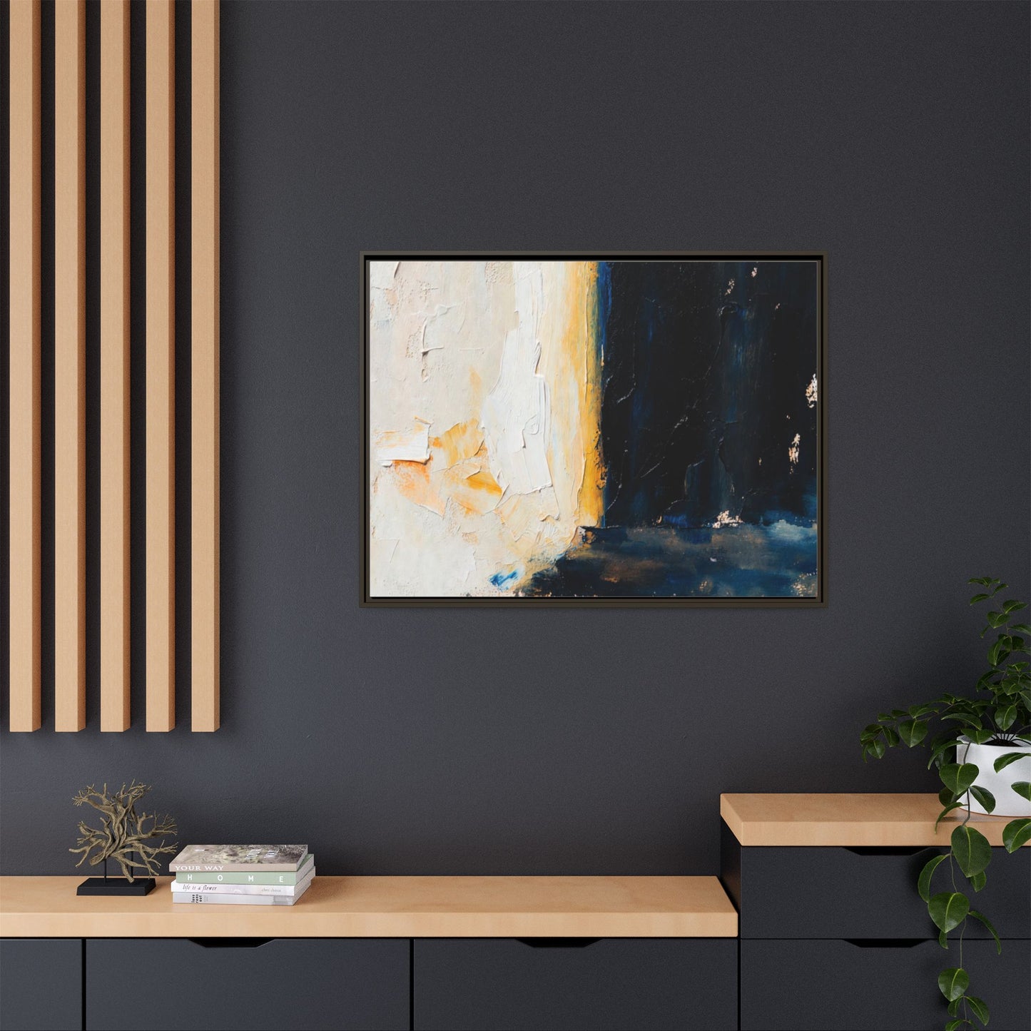 Abstract Coastal Texture Framed Canvas Art — Matte Multi-Color Wall Print