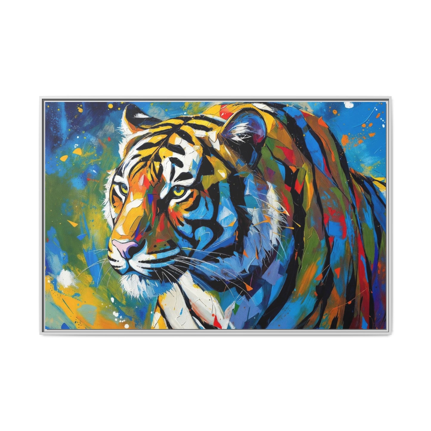 Colorful Tiger Matte Canvas Framed Art — Vibrant Wildlife Wall Decor