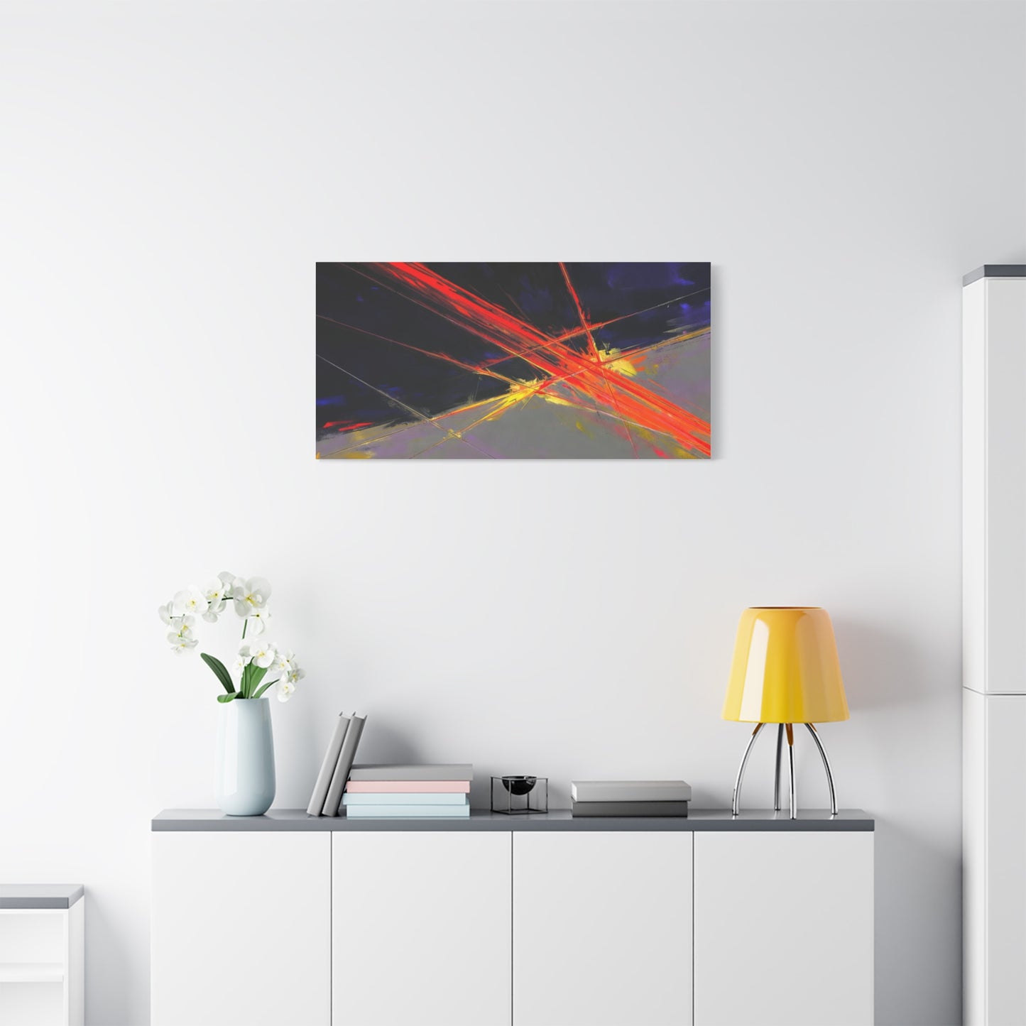 Abstract Red Streaks Matte Canvas Print — Modern Geometric Wall Art