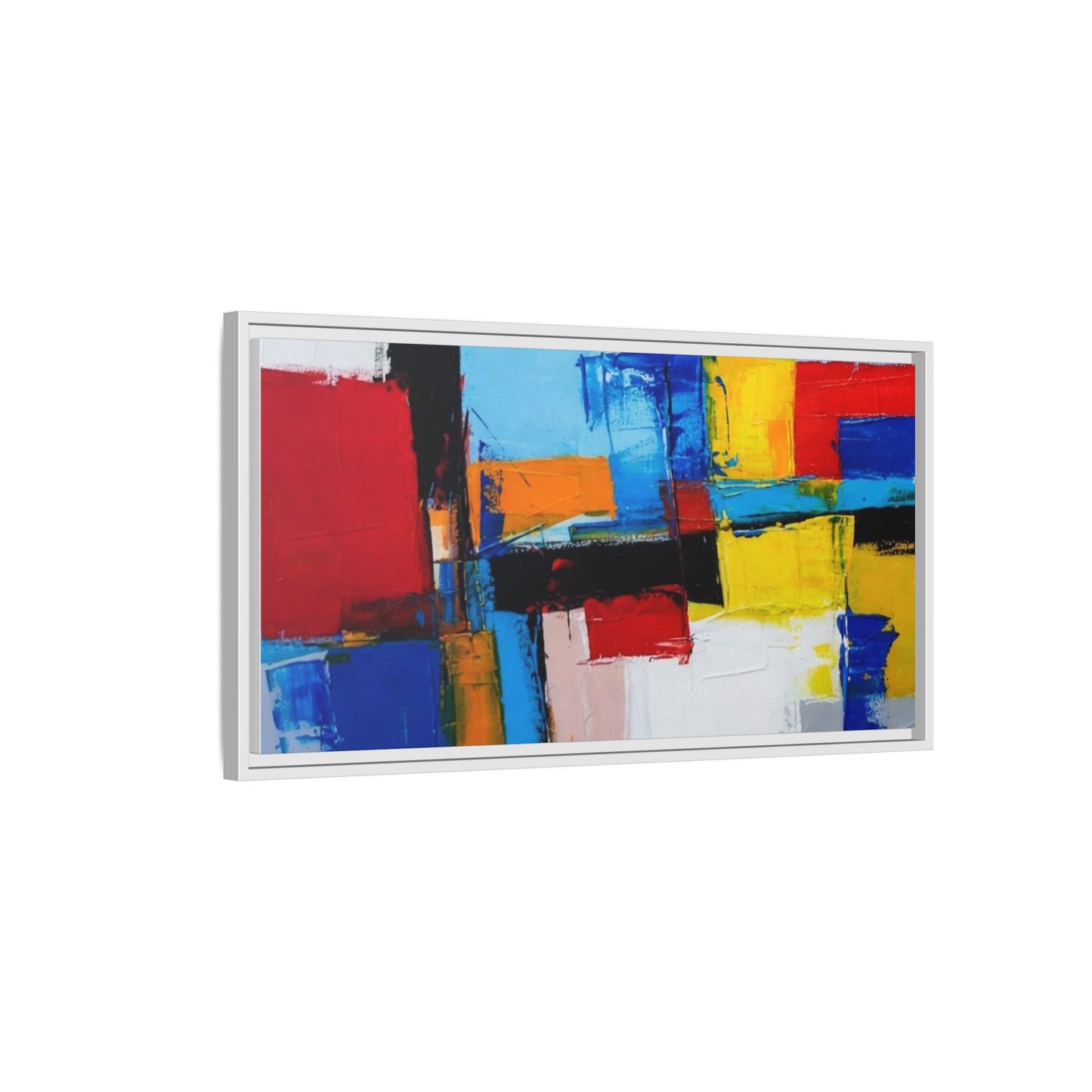 Abstract Color Block Matte Canvas Framed Wall Art