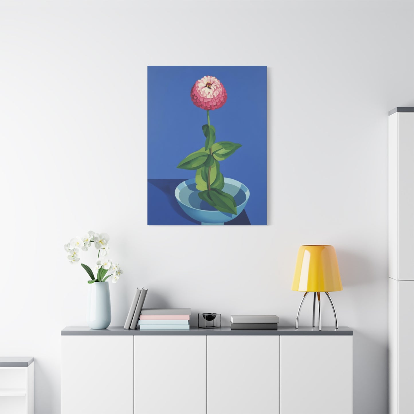 Pink Zinnia Still Life Matte Canvas Wall Art — Stretched 1.25"