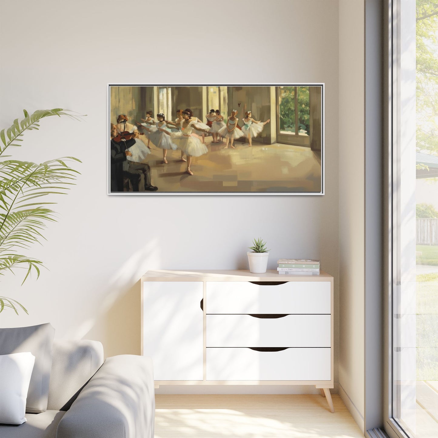 Framed Matte Canvas Print — Ballet Class Scene (Impressionist Dancers)