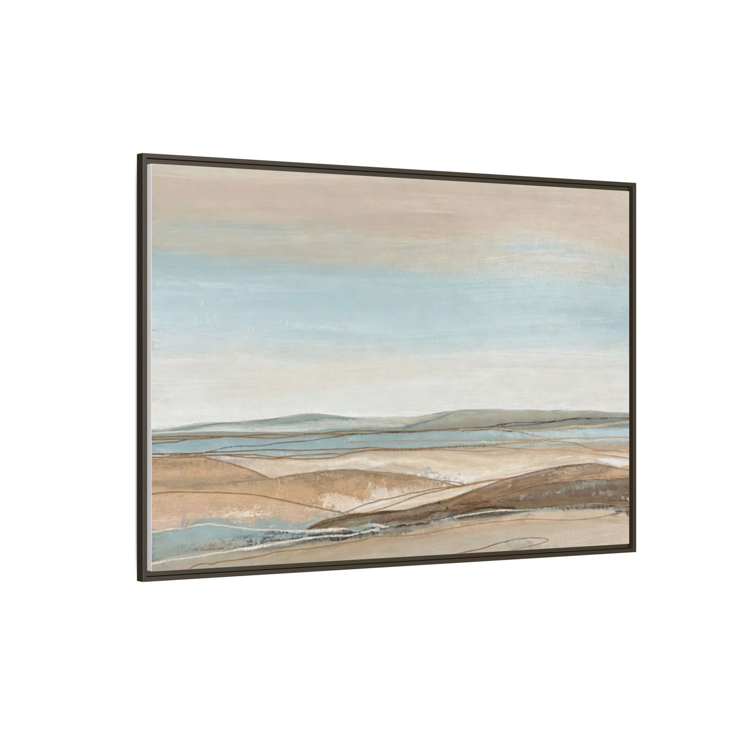 Framed Abstract Landscape Matte Canvas — Serene Coastal Horizon Wall Art