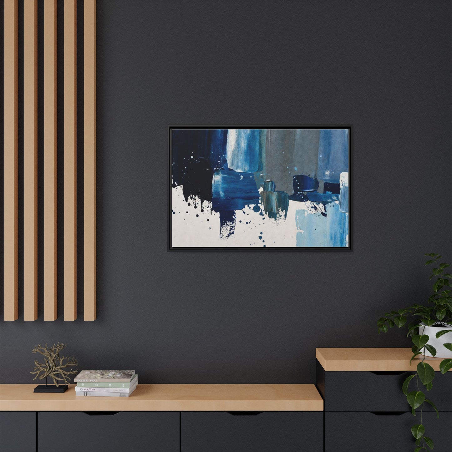 Abstract Blue Ocean Matte Canvas Framed Wall Art