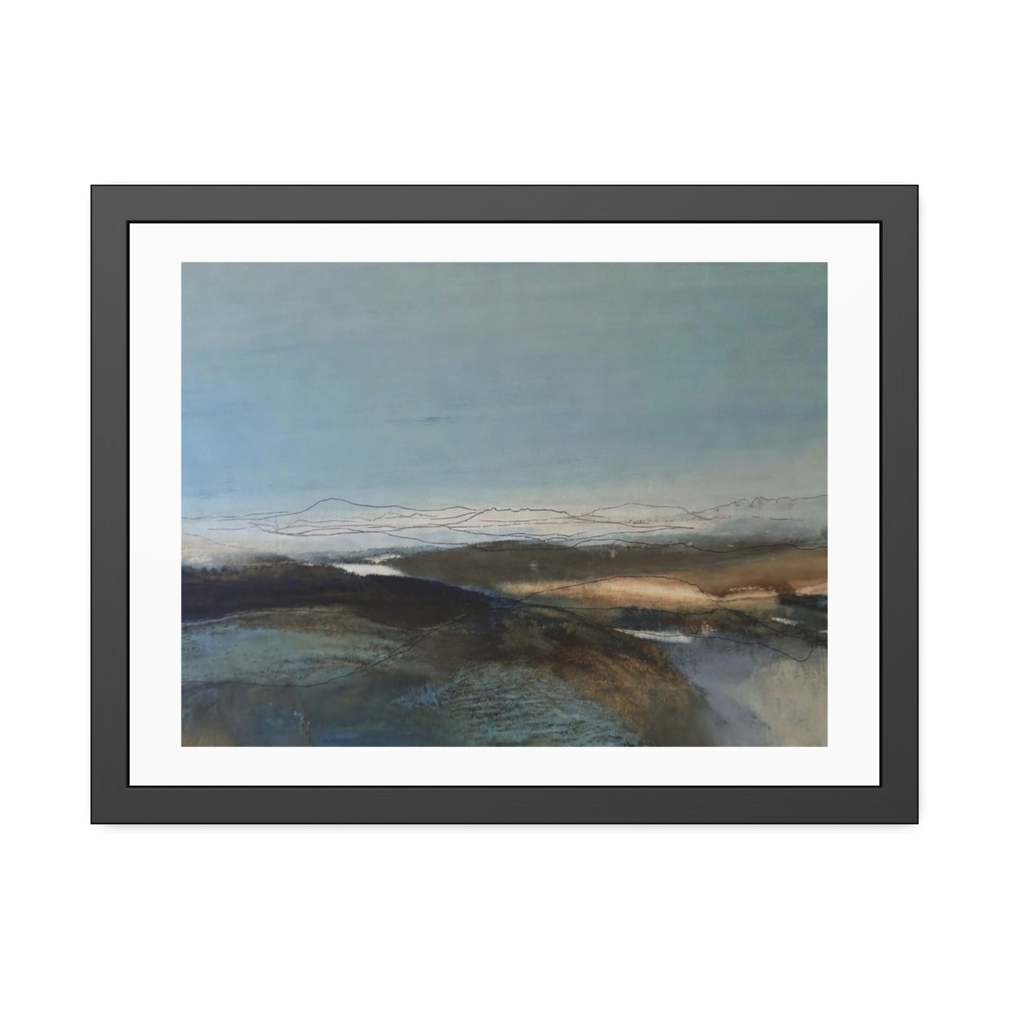 Framed Landscape Poster — Serene Blue Abstract Wall Art
