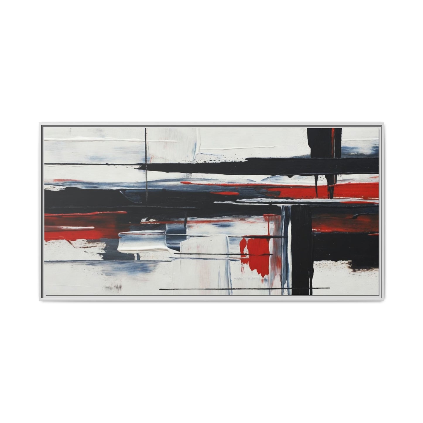 Abstract Red & Black Framed Canvas Art — Modern Matte Wall Painting