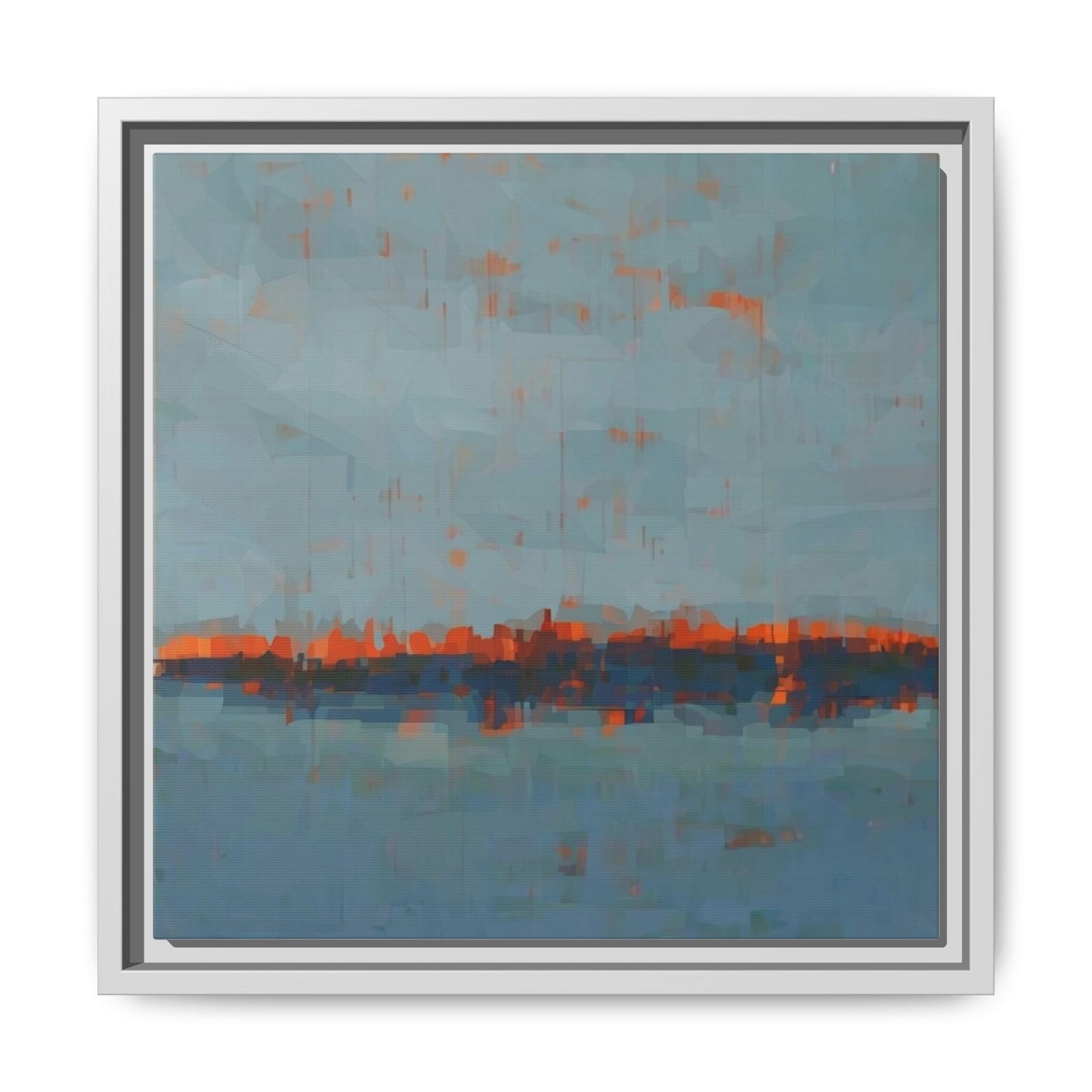 Framed Canvas Art — Teal & Orange Abstract Seascape