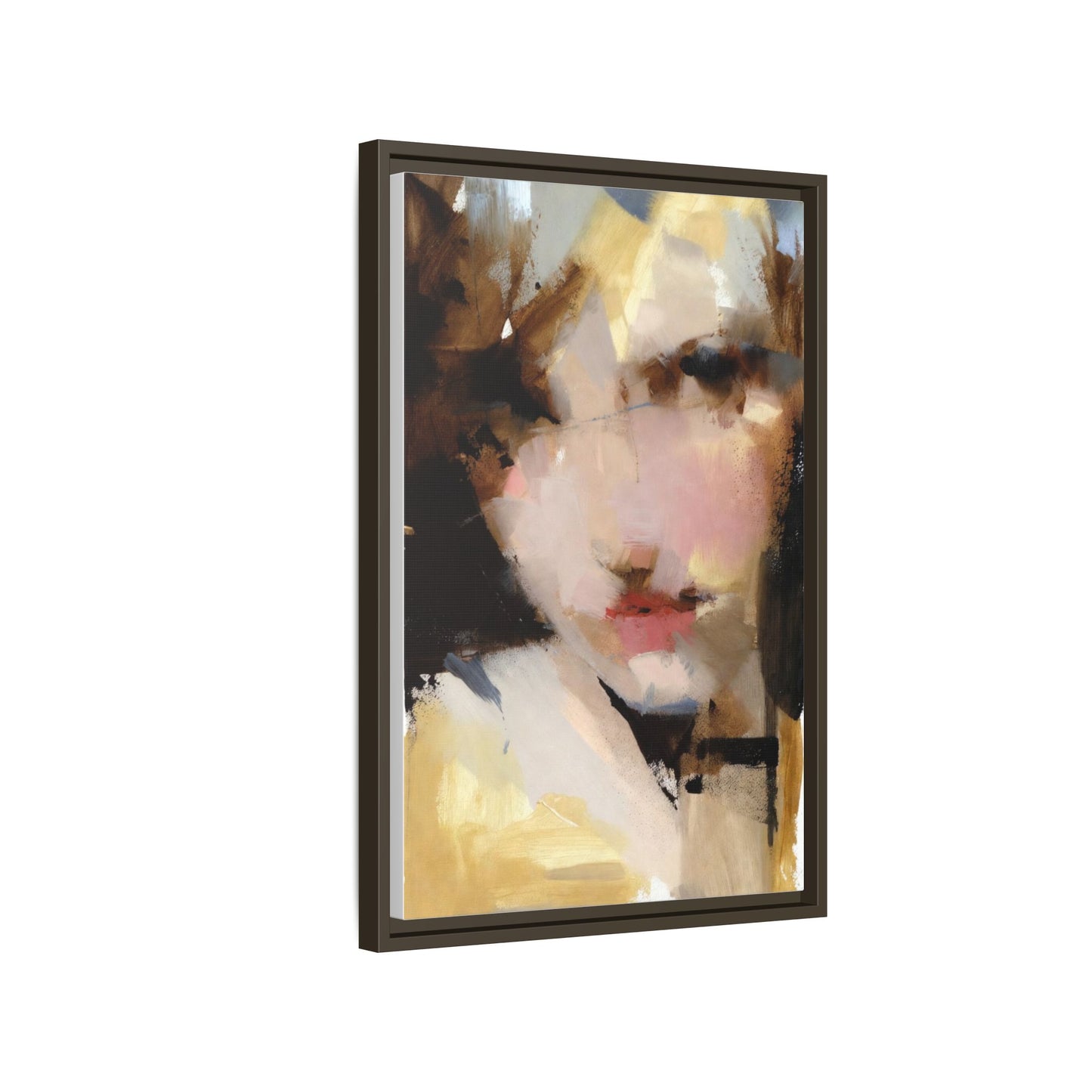 Abstract Portrait Matte Canvas Framed Print — Modern Feminine Wall Art