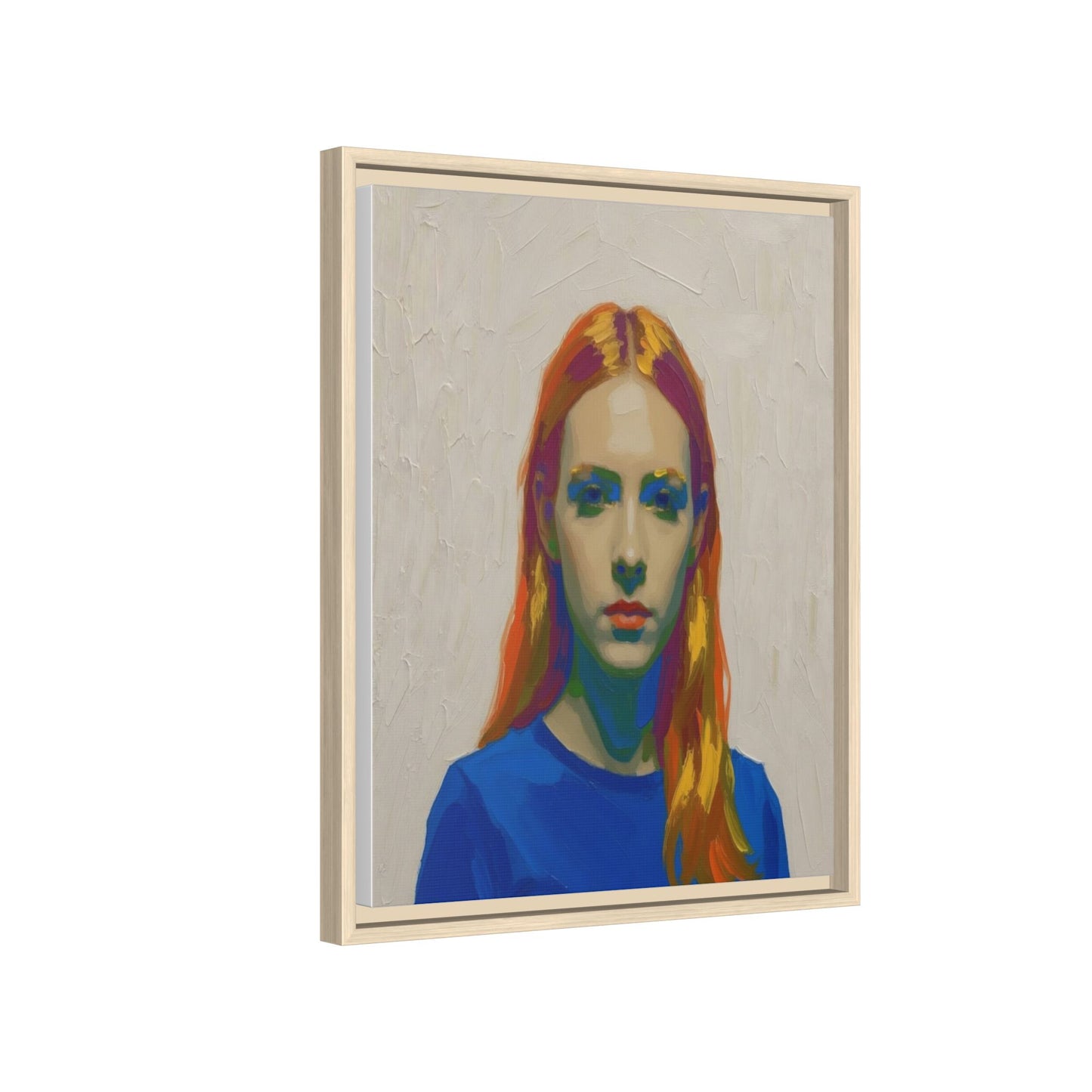 Framed Matte Canvas Portrait — Vibrant Multi‑Color Girl Art Print