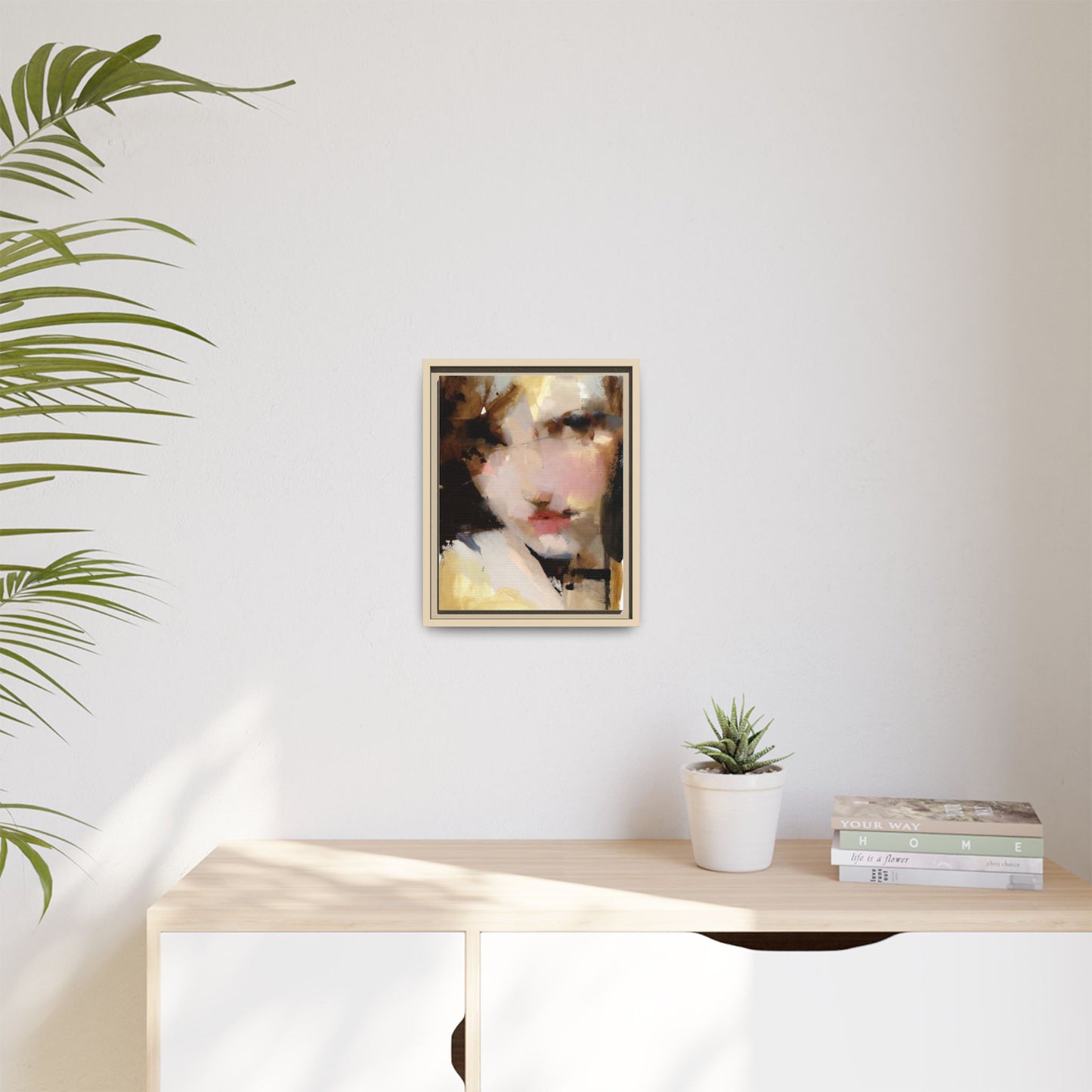 Abstract Portrait Matte Canvas Framed Print — Modern Feminine Wall Art