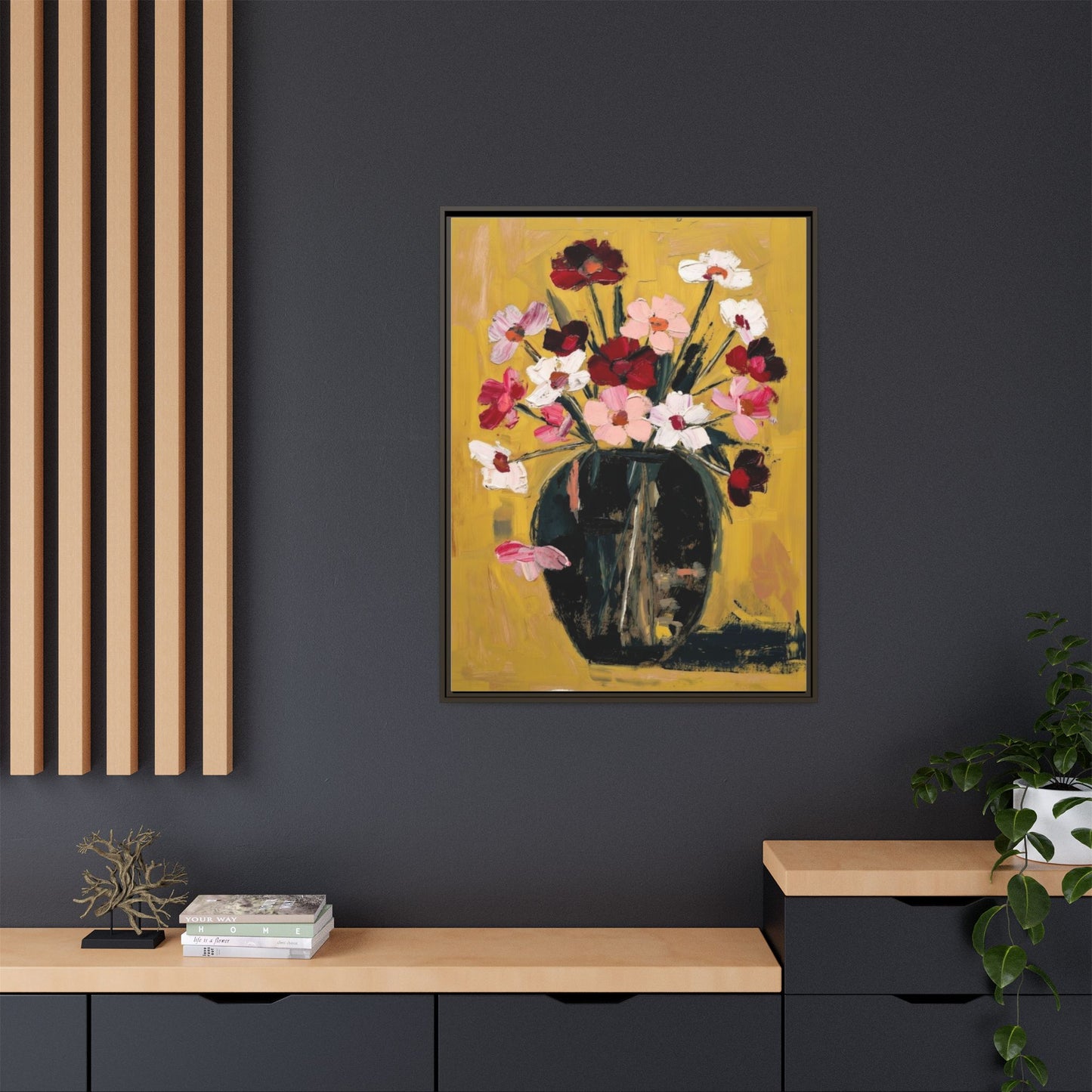 Framed Matte Canvas Floral Still Life Wall Art