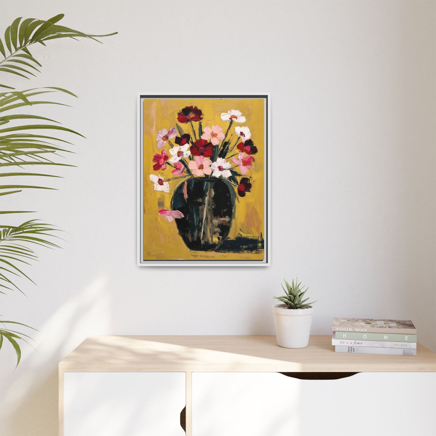 Framed Matte Canvas Floral Still Life Wall Art