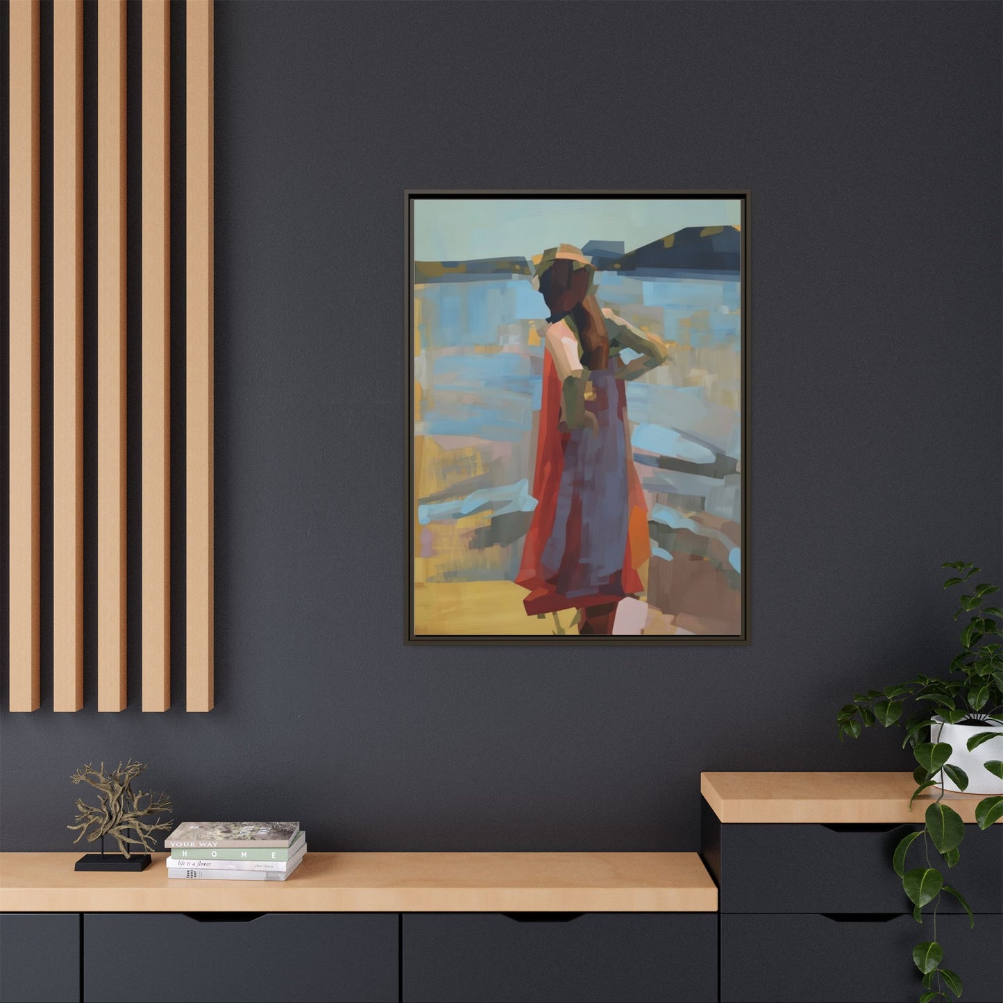 Framed Matte Canvas Print — Coastal Woman Abstract Art