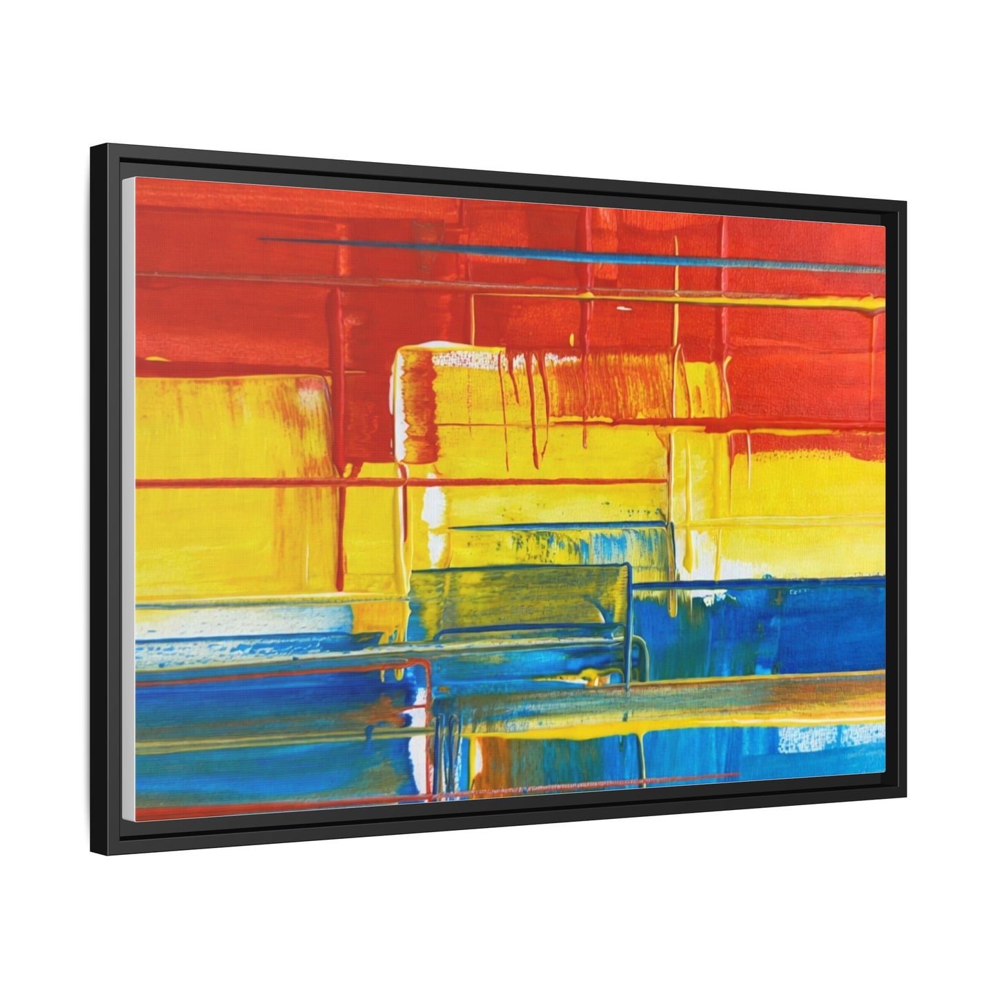 Abstract Multi-Color Framed Canvas Art — Modern Geometric Wall Decor