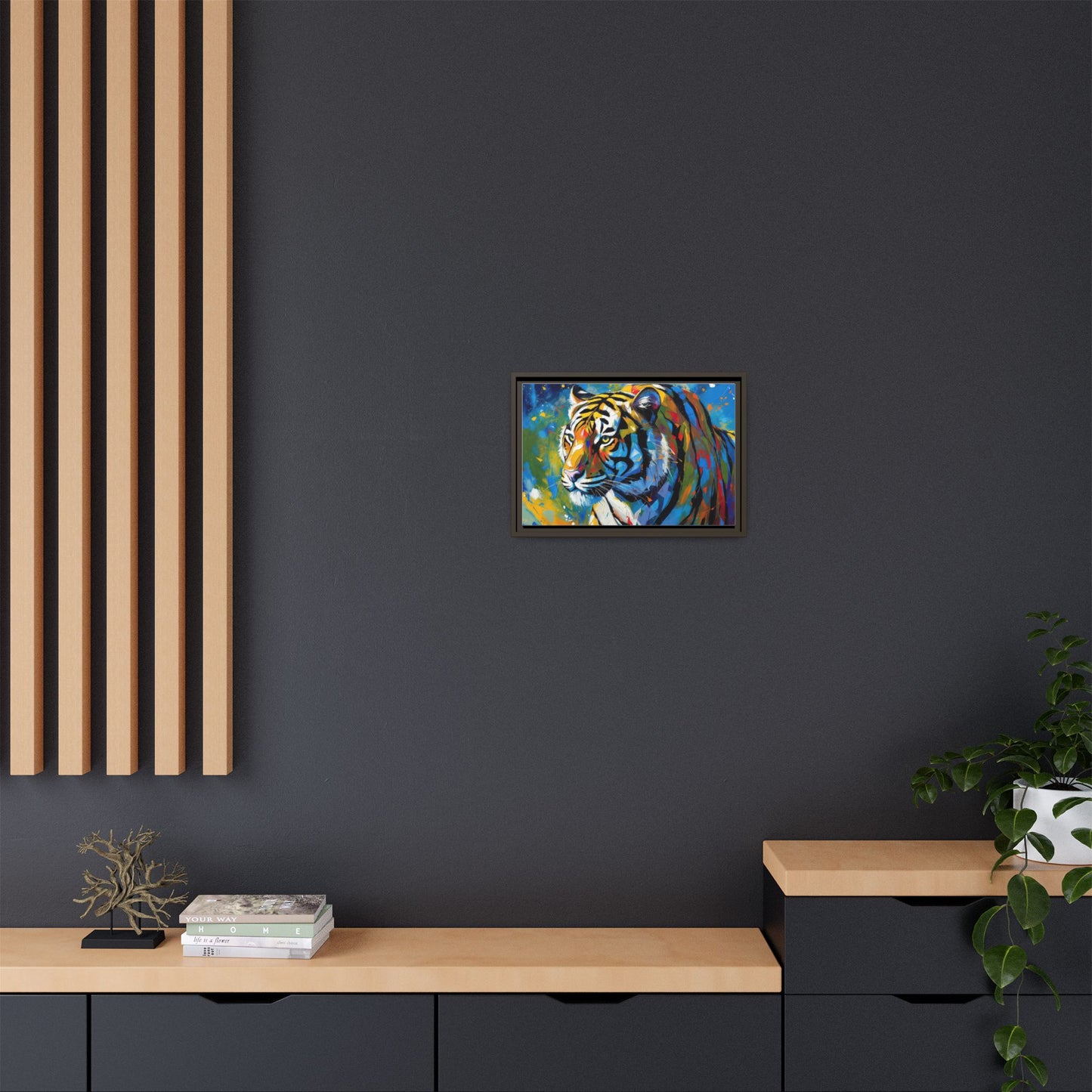 Colorful Tiger Matte Canvas Framed Art — Vibrant Wildlife Wall Decor