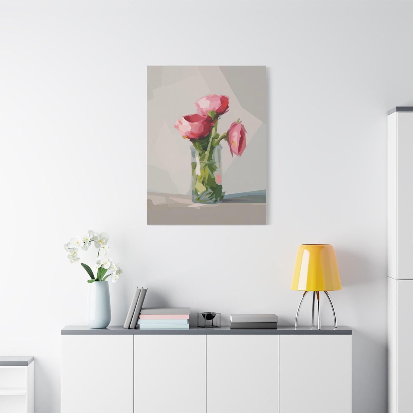 Pink Floral Vase Canvas Print — Stretched Matte Wall Art