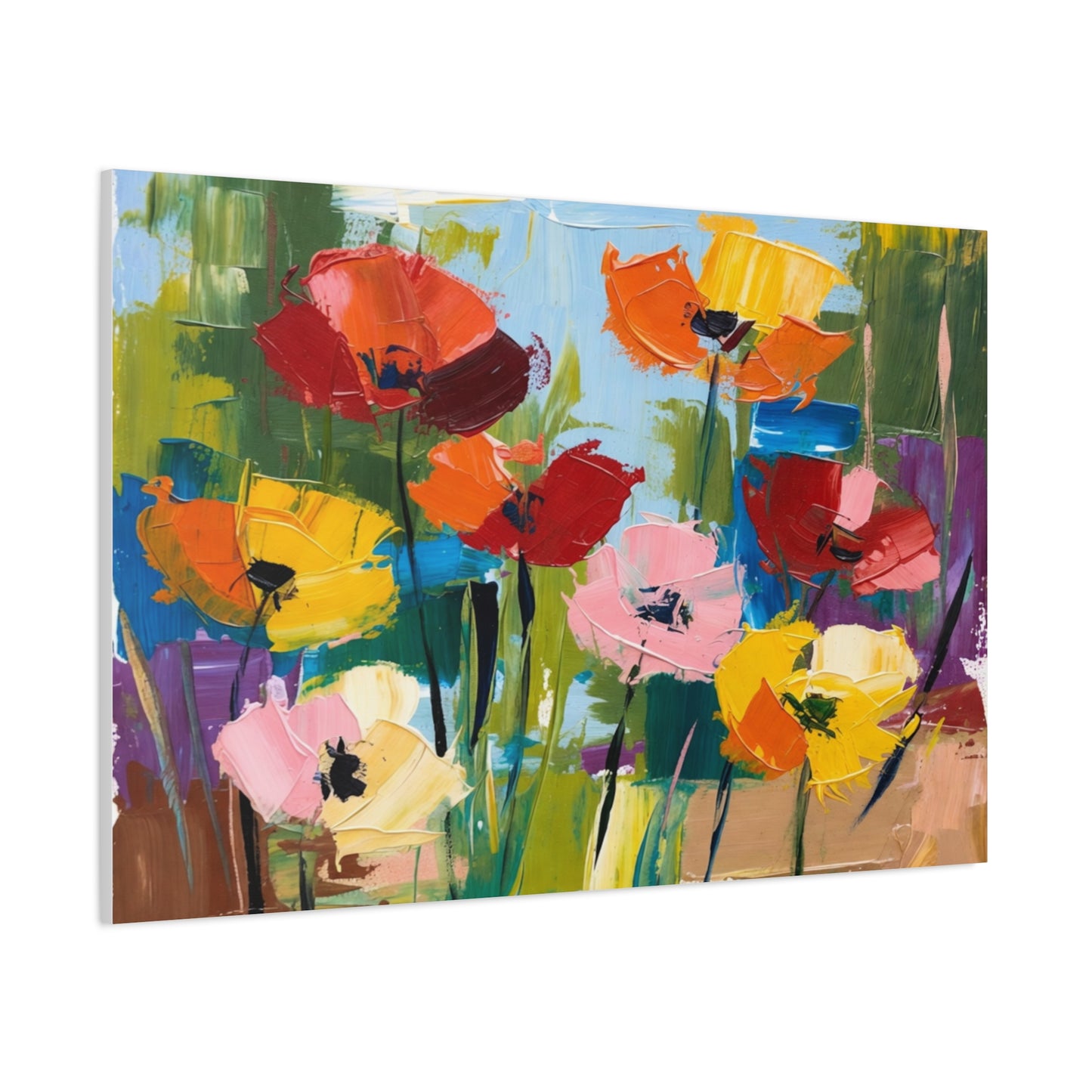 Colorful Abstract Floral Canvas Wall Art — Matte Stretched 1.25"