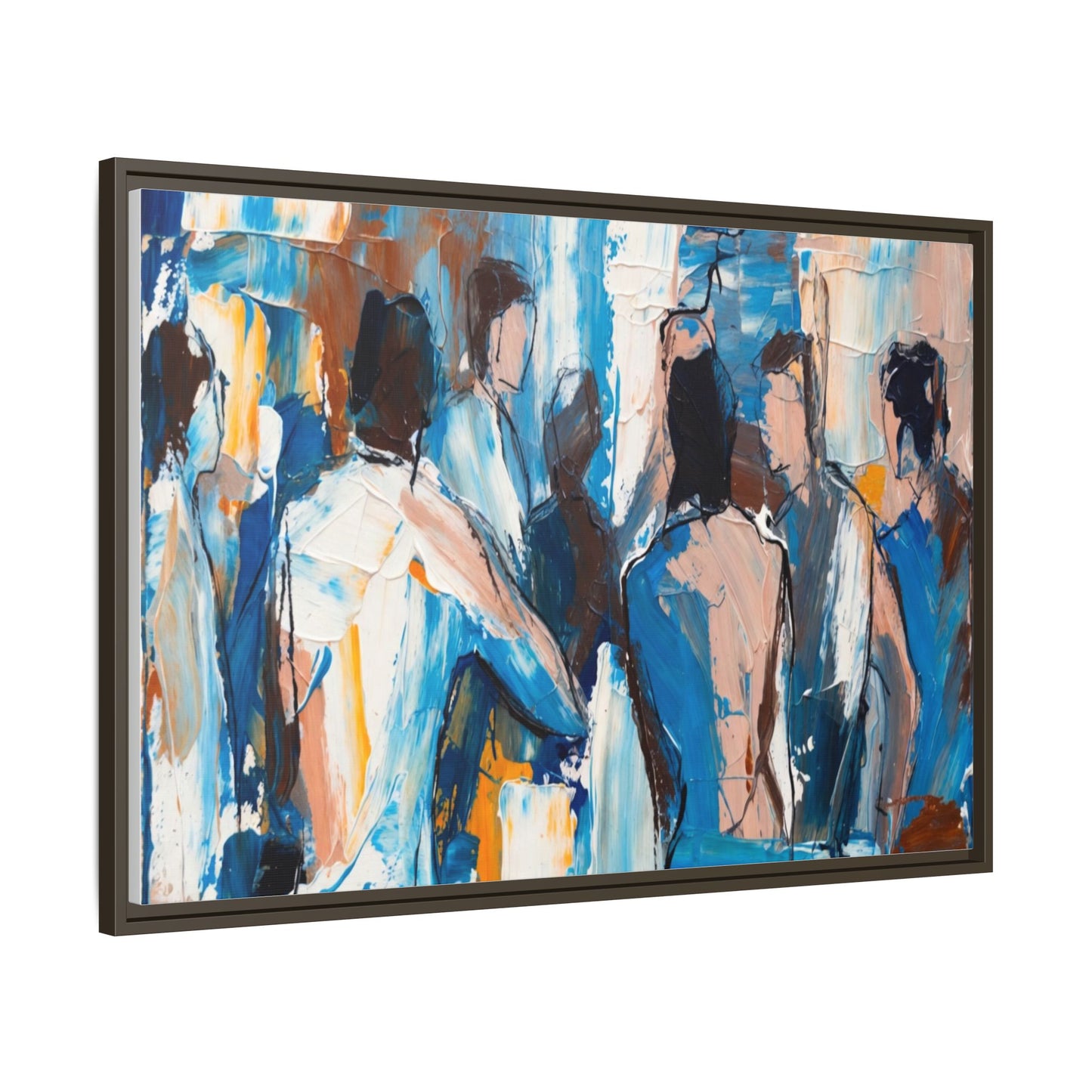 Abstract Coastal Figures Matte Canvas Framed Wall Art