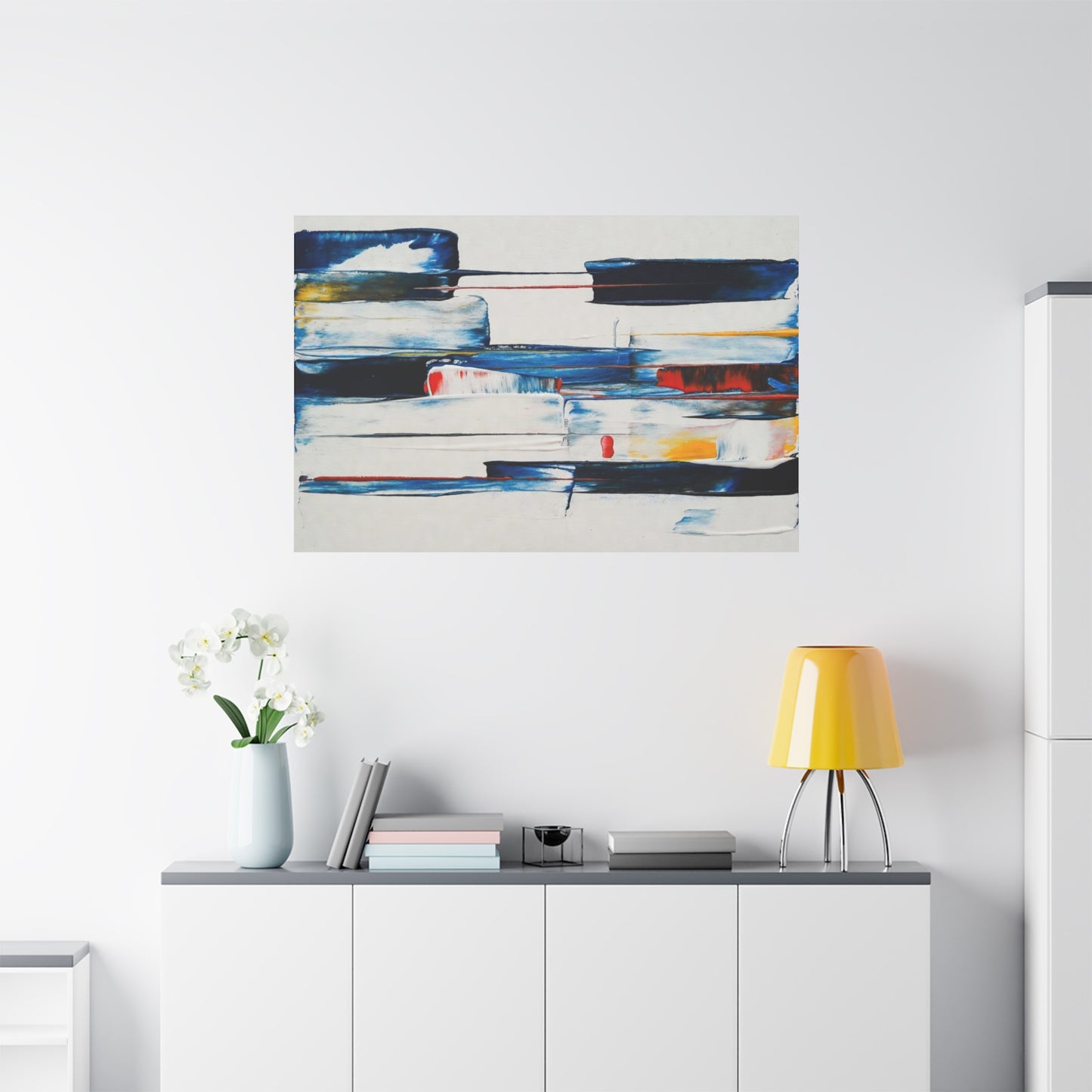 Abstract Blue Brushstroke Canvas Wall Art — Modern Stretched Matte Canvas