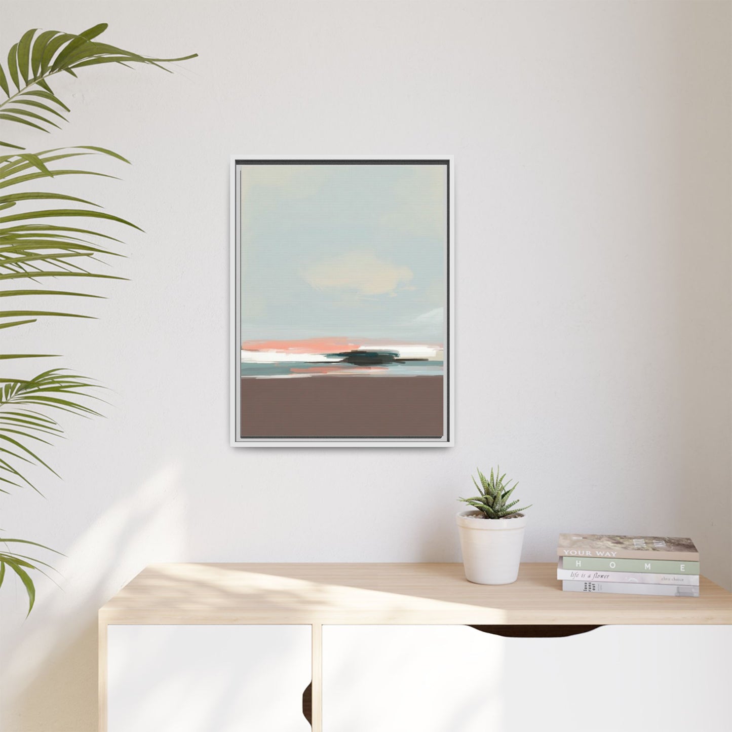 Framed Matte Canvas Print — Soft Coastal Abstract Landscape