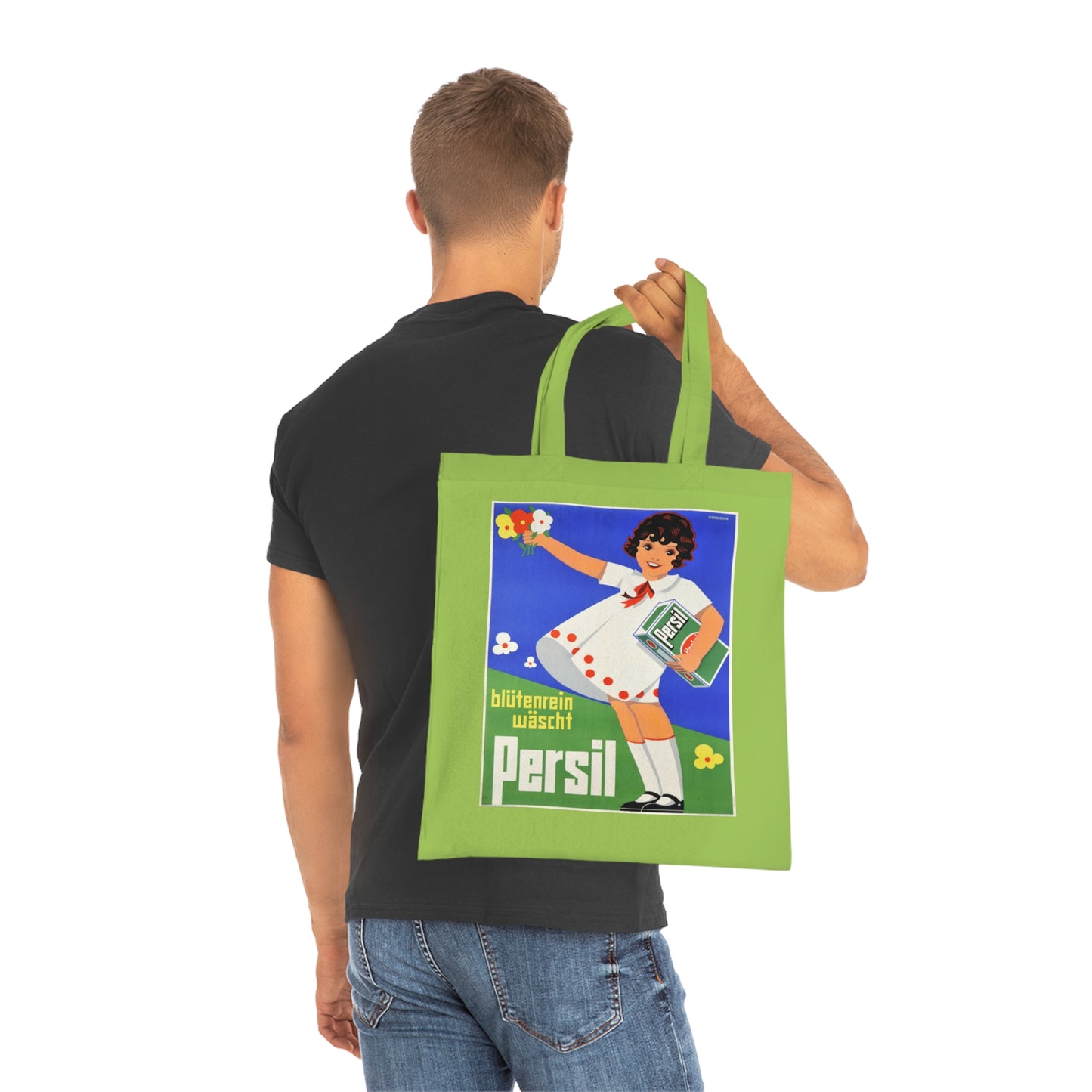 Persil Vintage Ad Tote Bag — Retro Flower Girl Laundry Graphic Cotton Tote