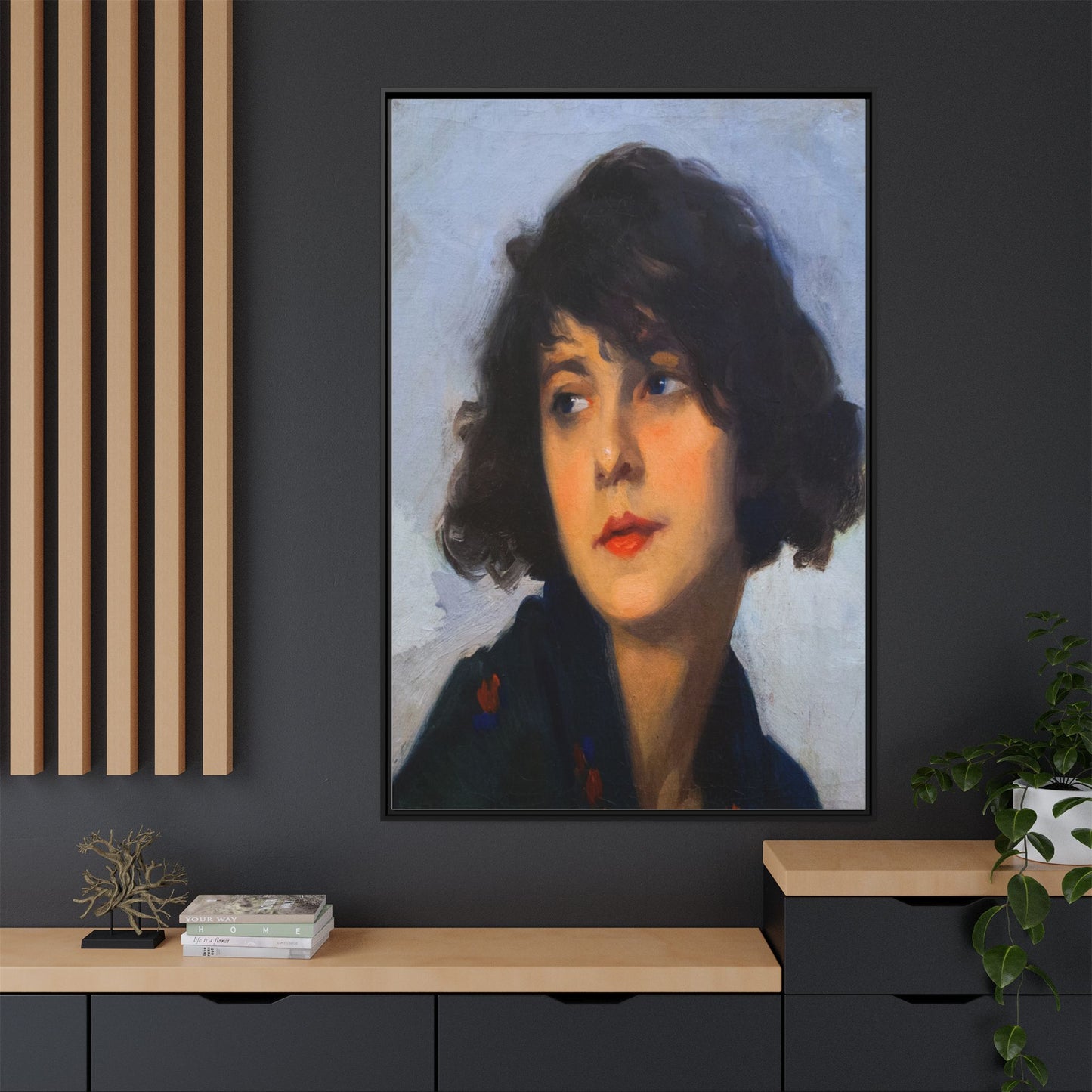 Mulher do chale verde (cropped) by Cyprien Eugene Boulet Framed Matte Canvas Print