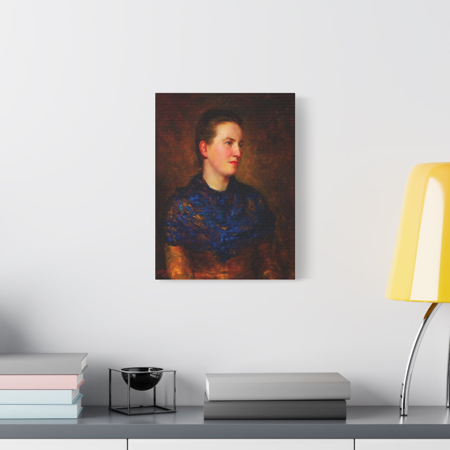 Portrait Canvas Print — Vintage Woman Oil Painting on Stretched Matte Canvas