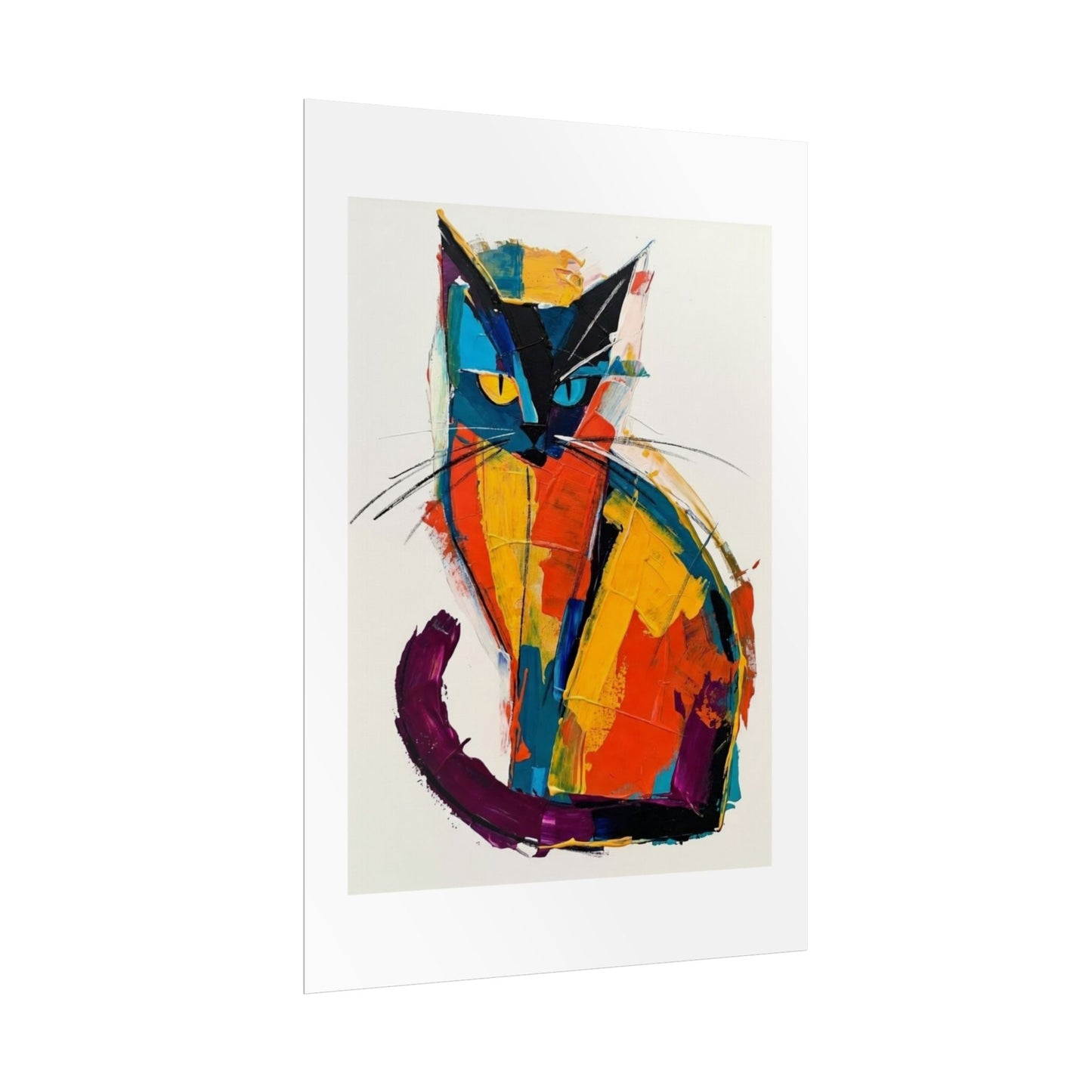 Colorful Abstract Cat Poster — Modern Rolled Art Print