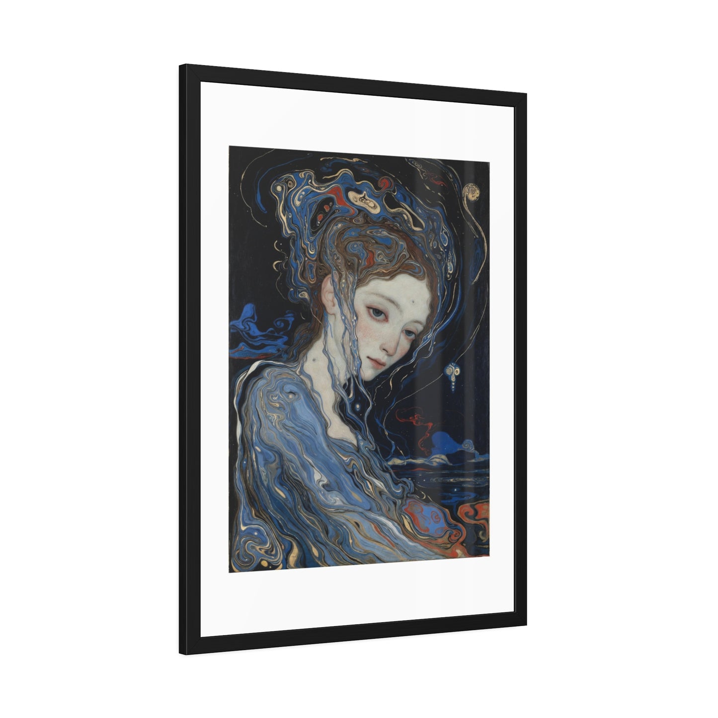 Framed Art Print — Dreamy Blue Portrait Poster