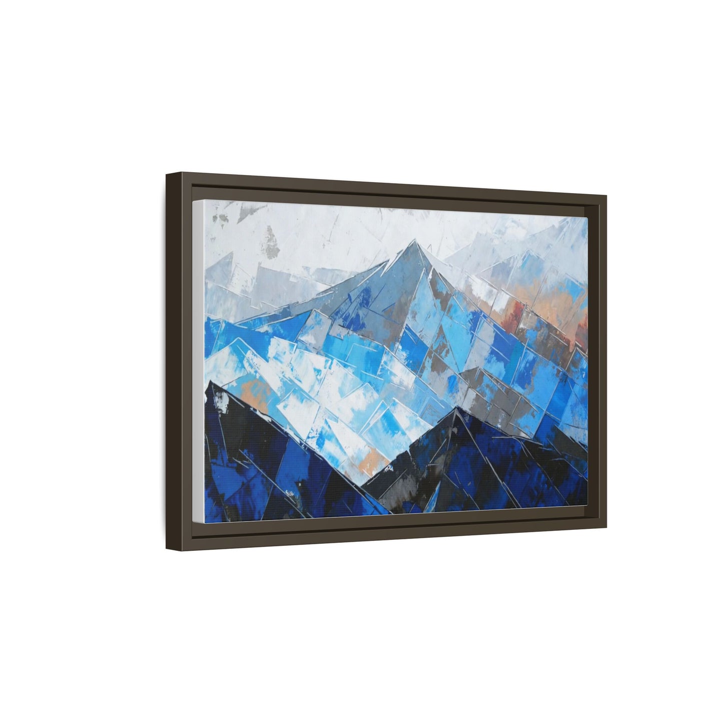 Framed Matte Canvas Blue Mountain Abstract Wall Art