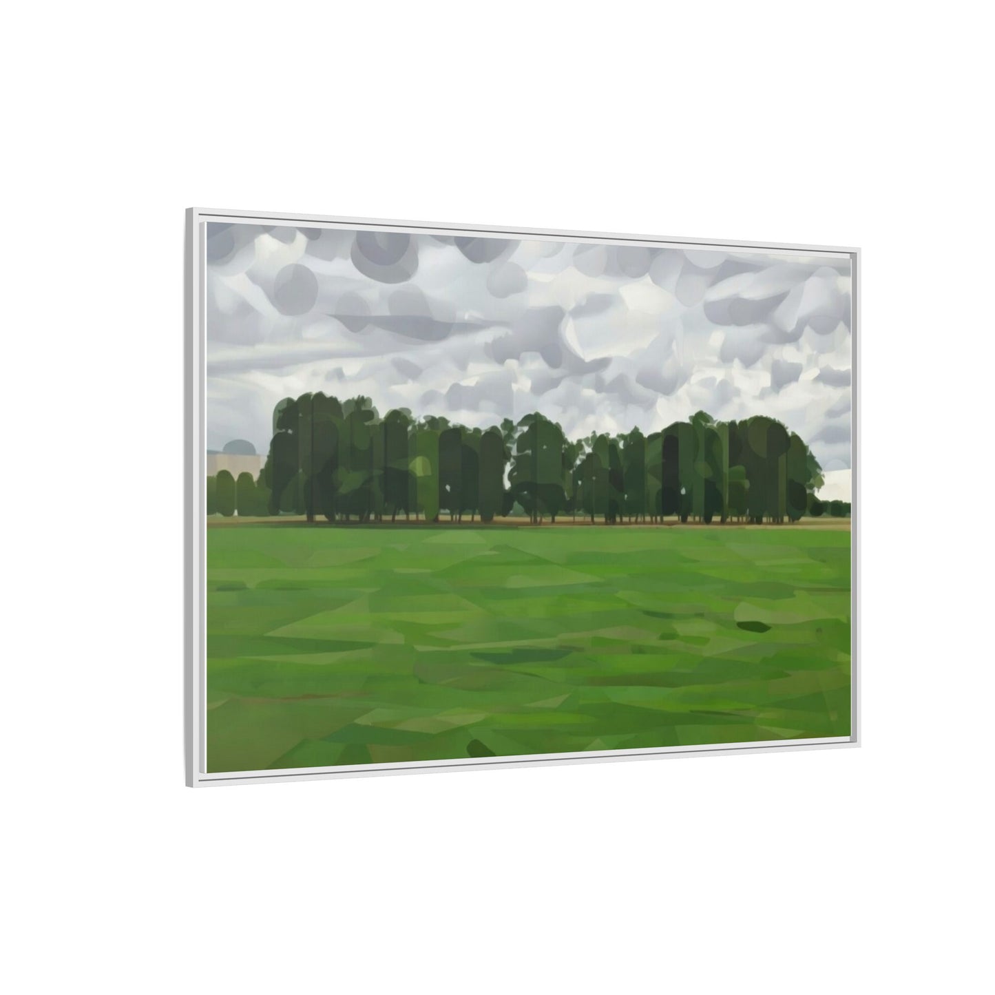 Framed Matte Canvas Print — Minimalist Green Landscape Art