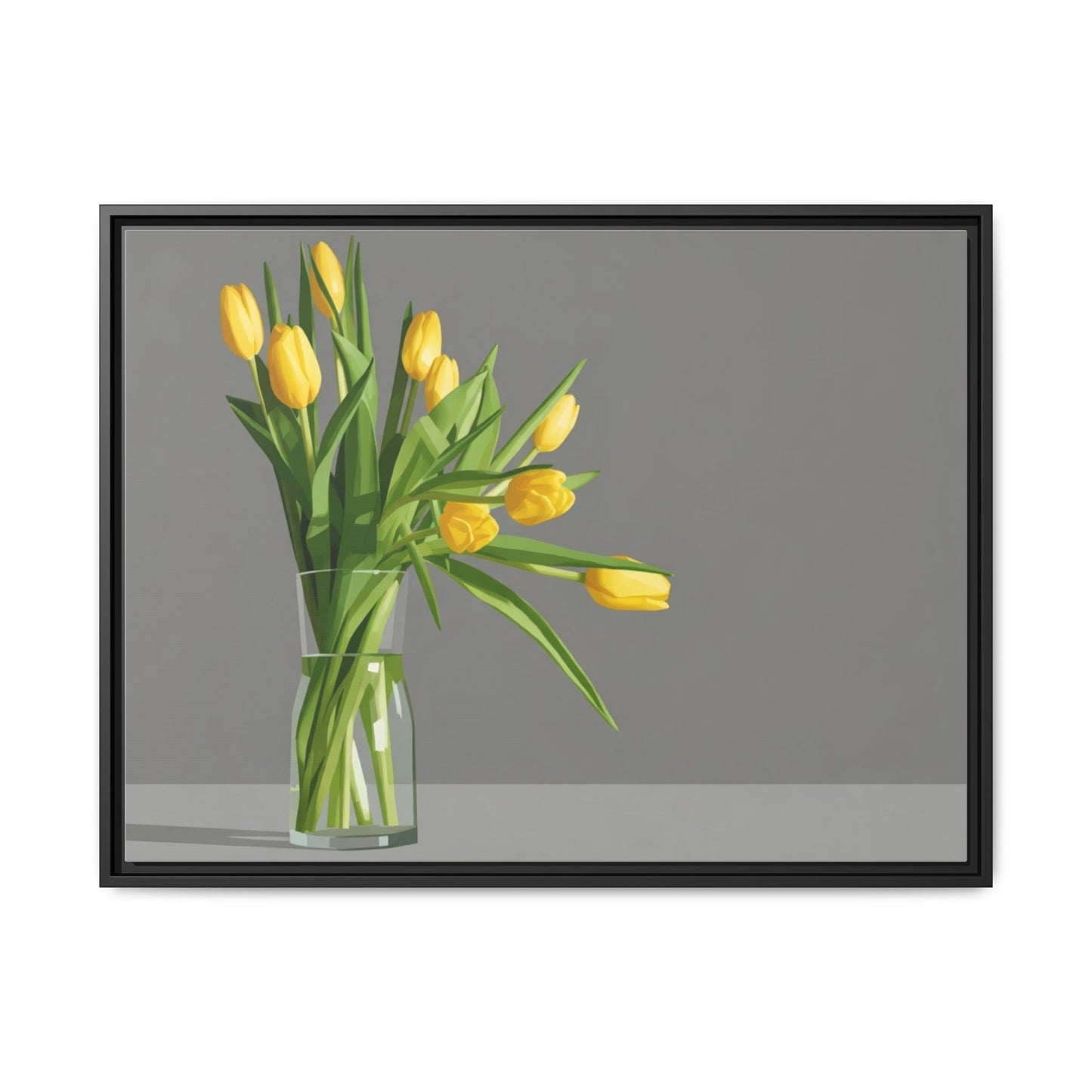 Framed Matte Canvas Art — Yellow Tulip Vase Wall Print