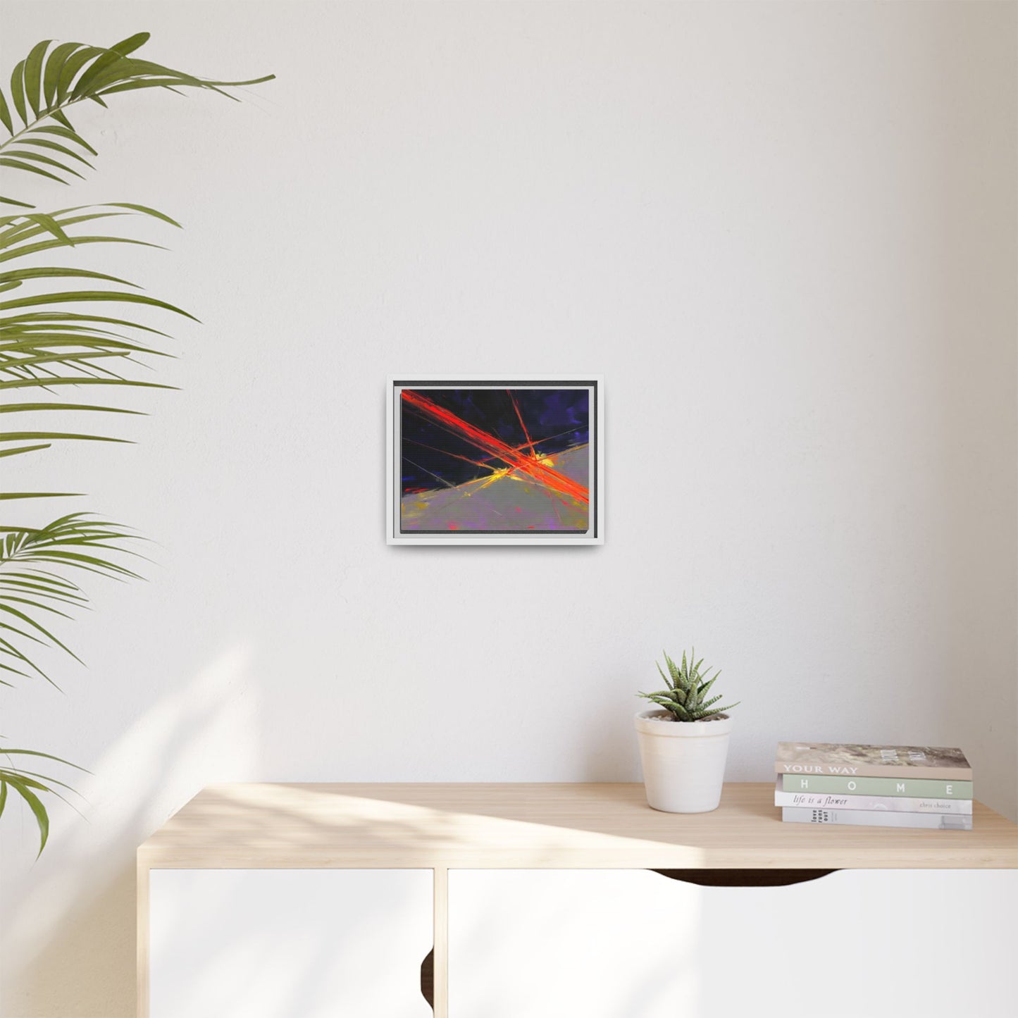 Abstract Red Streaks Framed Matte Canvas Art — Modern Multi‑Color Wall Decor