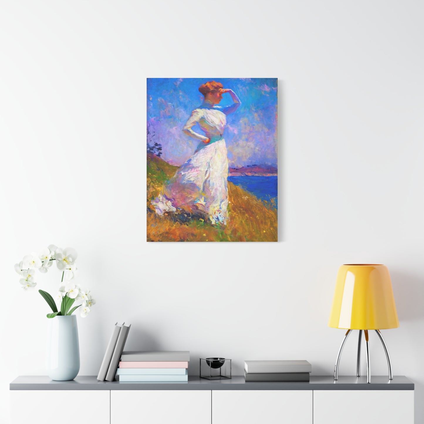 Impressionist Coastal Lady Matte Canvas Print — Stretched 1.25"
