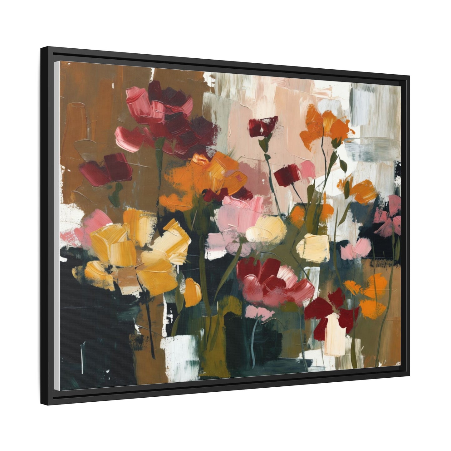 Framed Matte Canvas Floral Abstract Wall Art